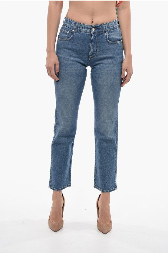 image of Stella Mccartney Organic Cotton Regular Fit Denims With Belt Loops 19Cm in Blue, Women's (Size 28)