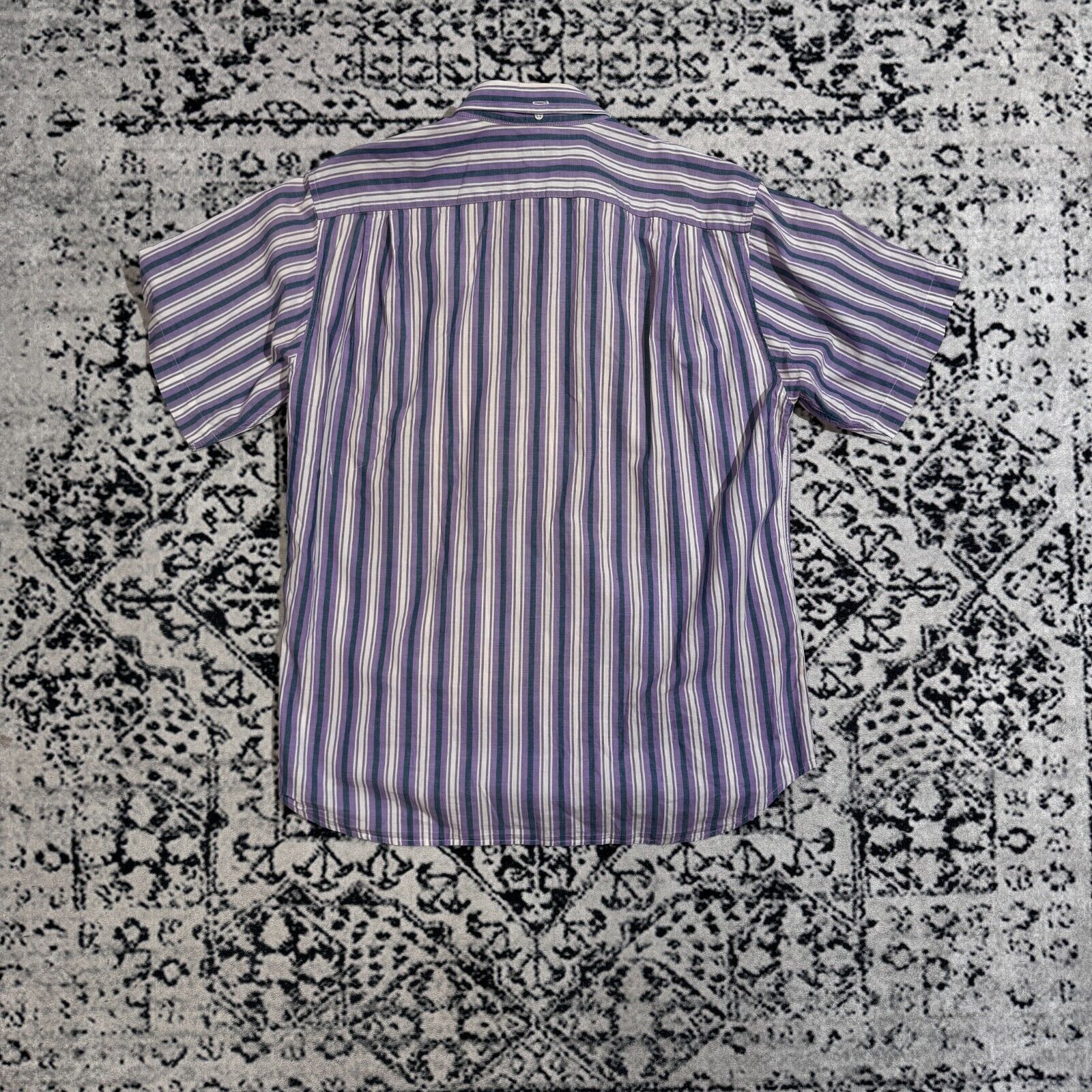 Vintage Vintage Rodier Unisex Purple White Cotton Shirt Size L Short Size US L / EU 52-54 / 3 - 6 Thumbnail
