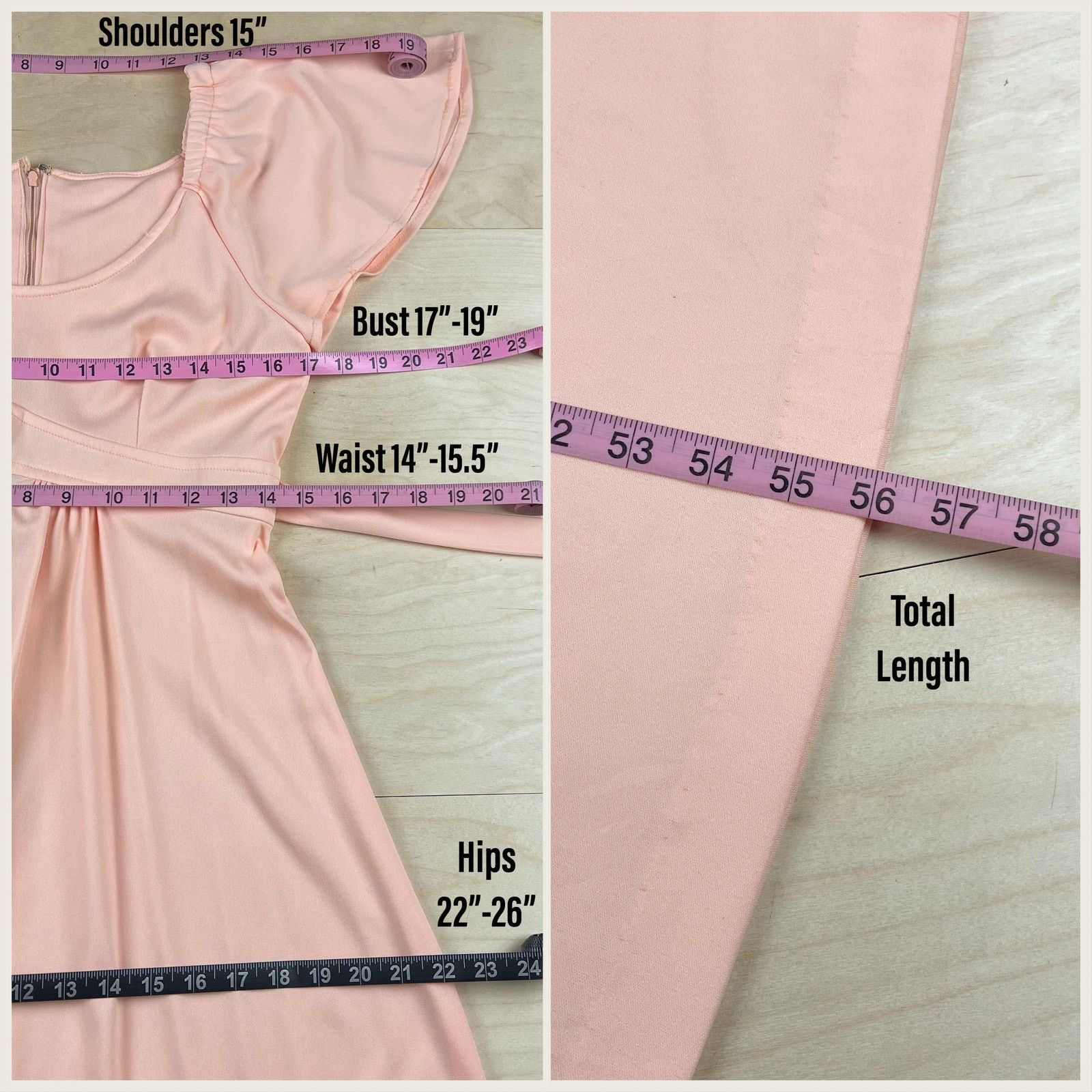 Vintage 1970s Peach Boho Flutter Sleeve Empire Waist Maxi Dress Size S / US 4 / IT 40 - 6 Thumbnail