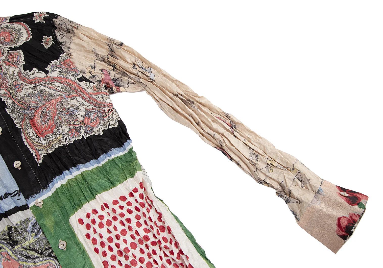 Jean Paul Gaultier Scarf Print Wrinkled Shirt in Black Green Red, Size 48 Size US M / EU 48-50 / 2 - 4 Thumbnail