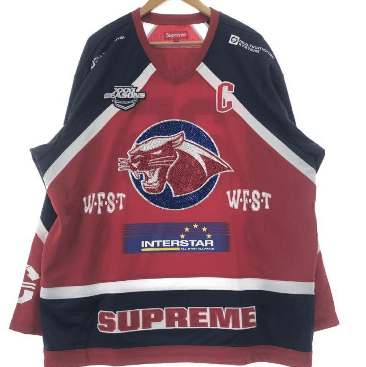 Supreme Supreme Rhinestone Hockey Jersey Red Size US L / EU 52-54 / 3 - 1 Thumbnail