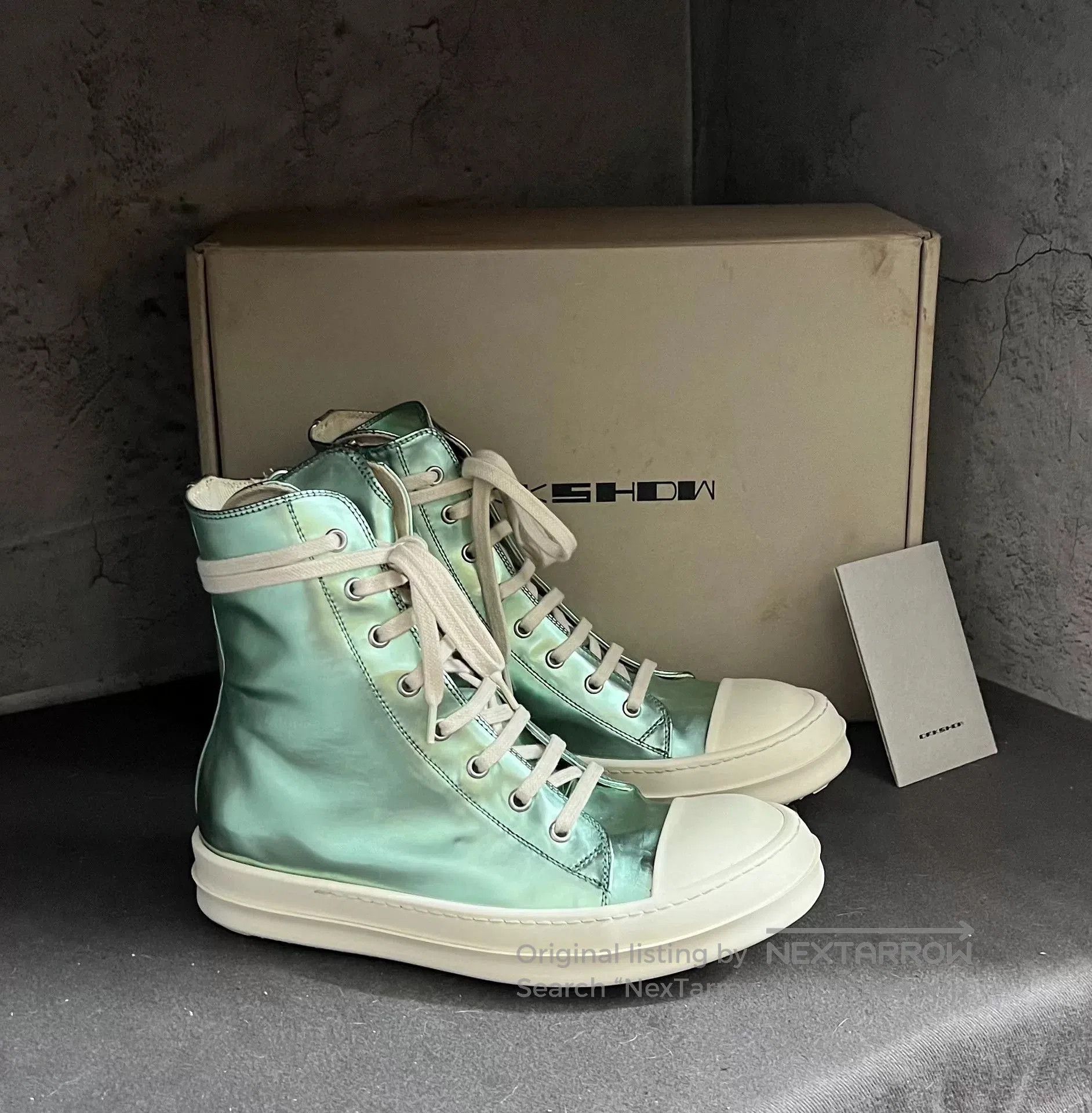 Rick Owens rick owens green mirrored sneaker high. Size US 6.5 / EU 39-40 - 2 Thumbnail