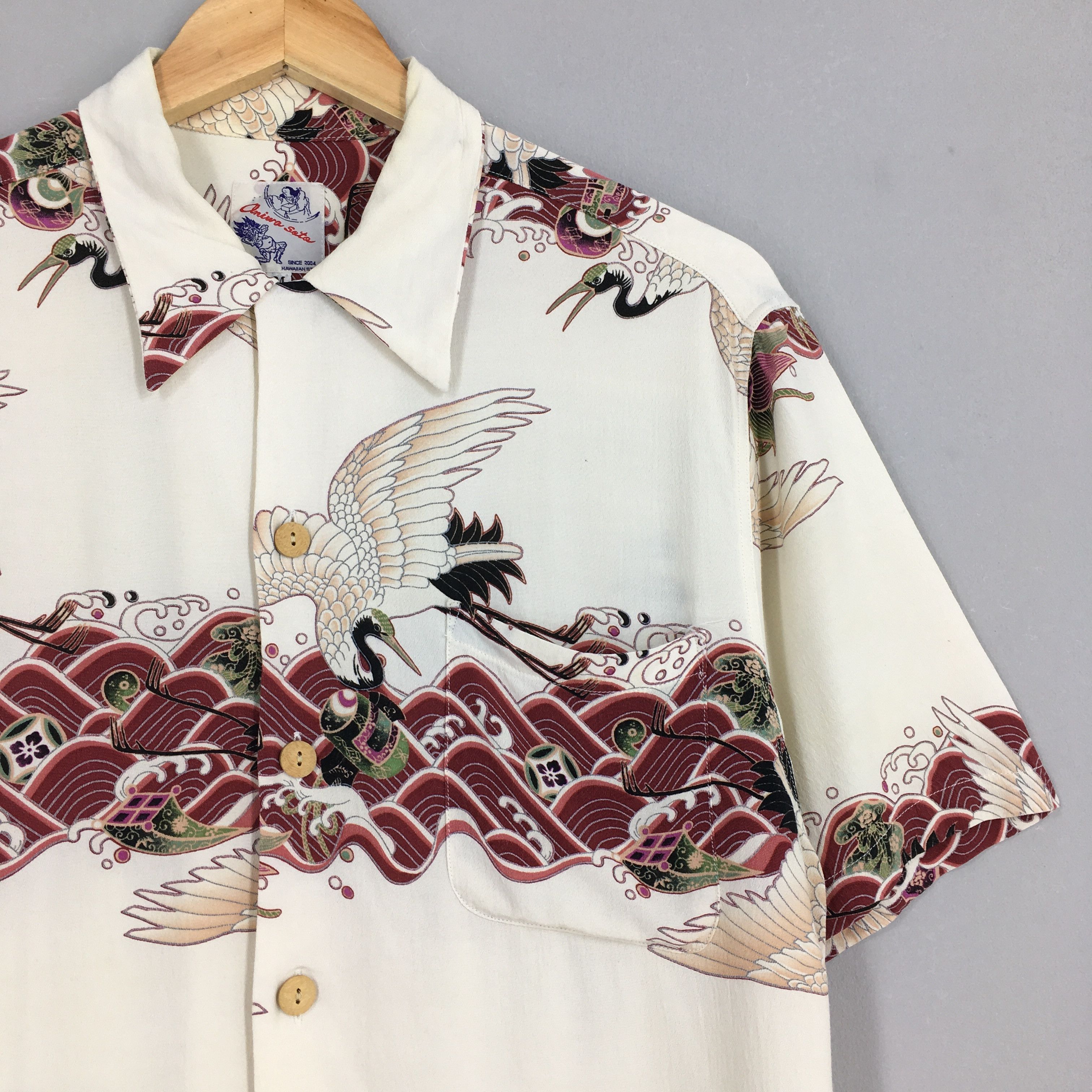 Japanese Brand Vtg Oniwa Soto Hawaiian Japanese Phoenix Bird Rayon Shirt Size US M / EU 48-50 / 2 - 2 Thumbnail