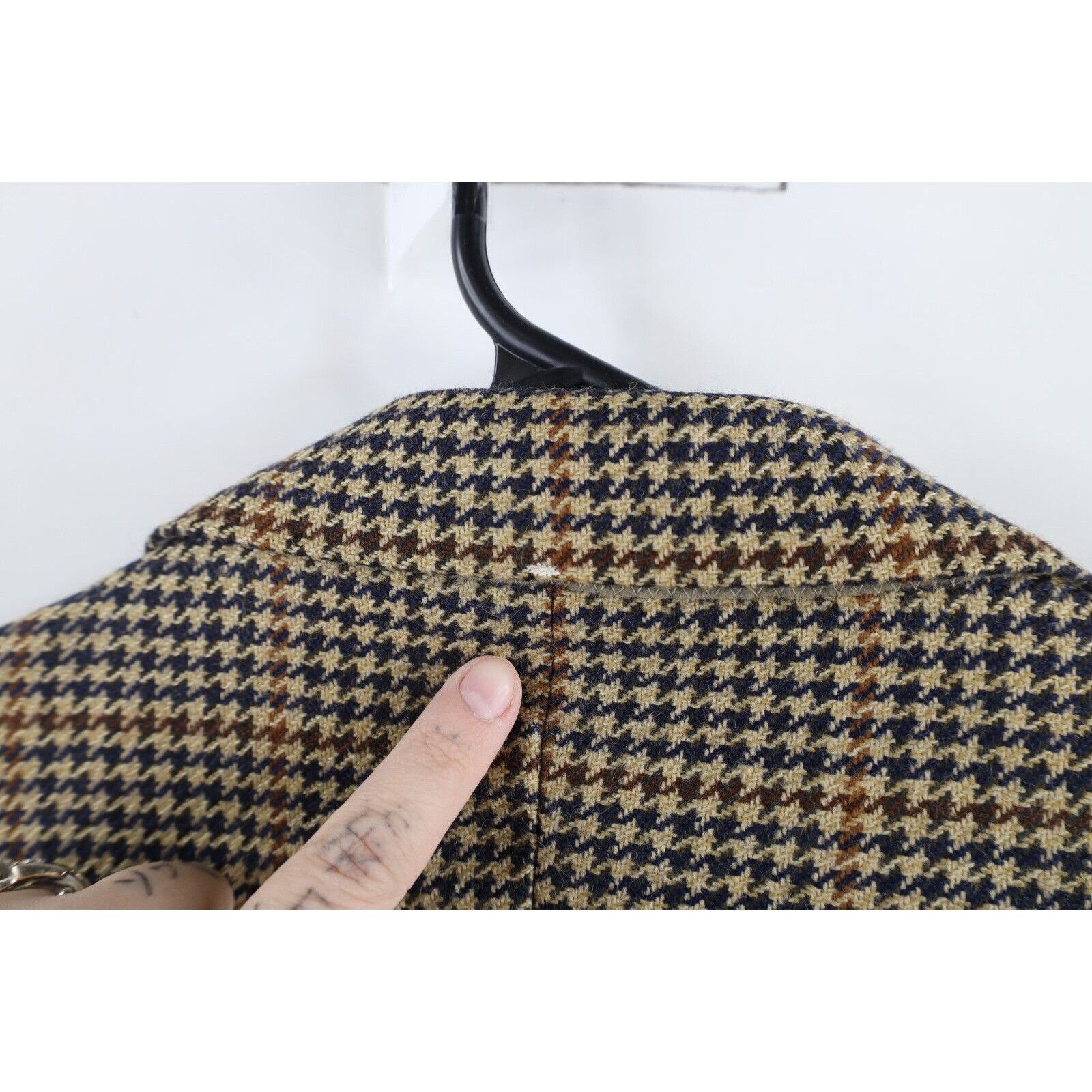 Lands' End × Vintage Vintage 90s Lands End Lambswool Houndstooth Suit Coat Size 44R - 15 Thumbnail