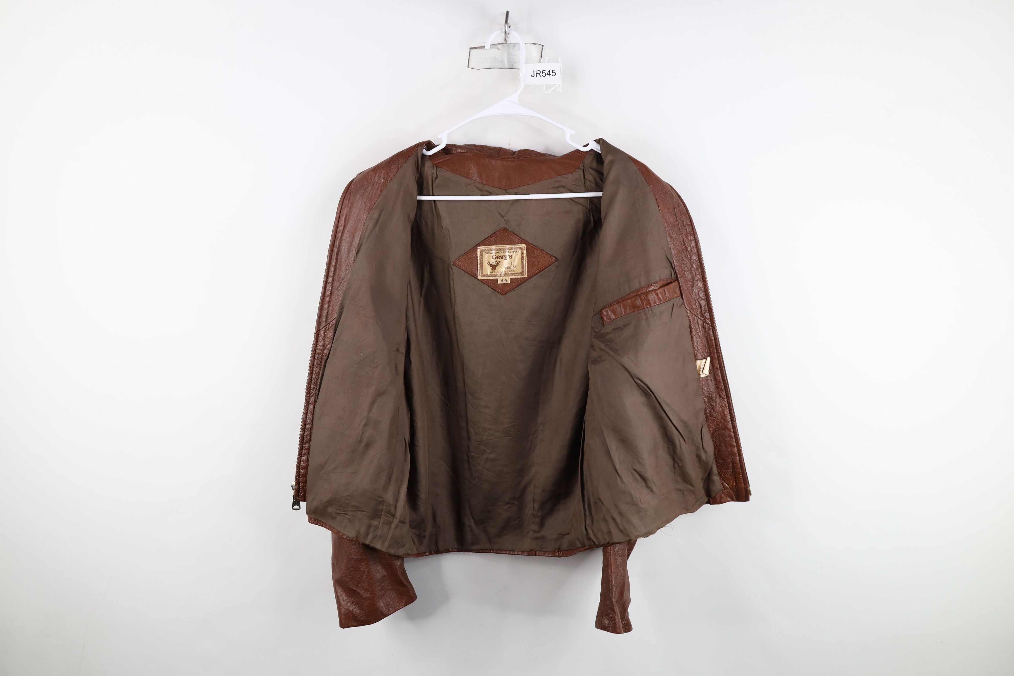 Vintage Vintage 60s 70s Streetwear Leather Full Zip Jacket Brown Size US XXL / EU 58 / 5 - 9 Thumbnail