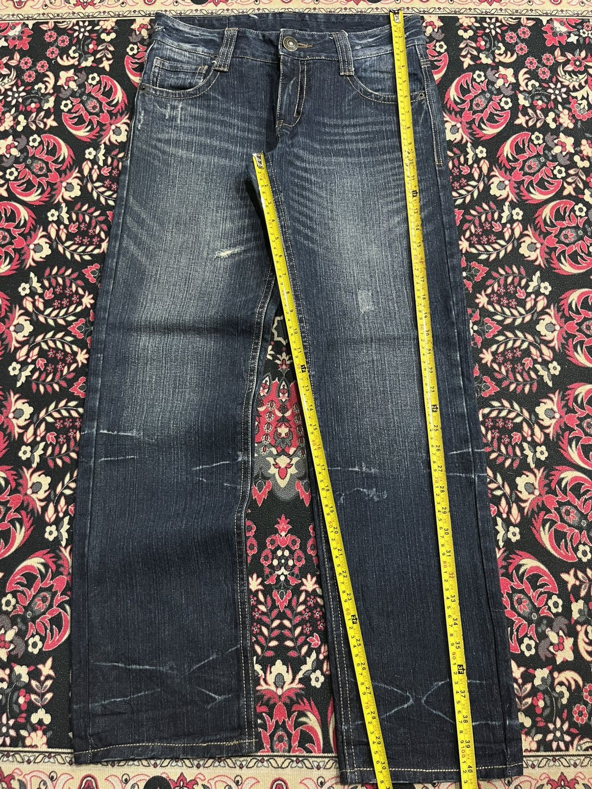 Japanese Brand Japanese Brand Dark Blue Whisker Straight Leg Jeans Size US 30 / EU 46 - 9 Thumbnail