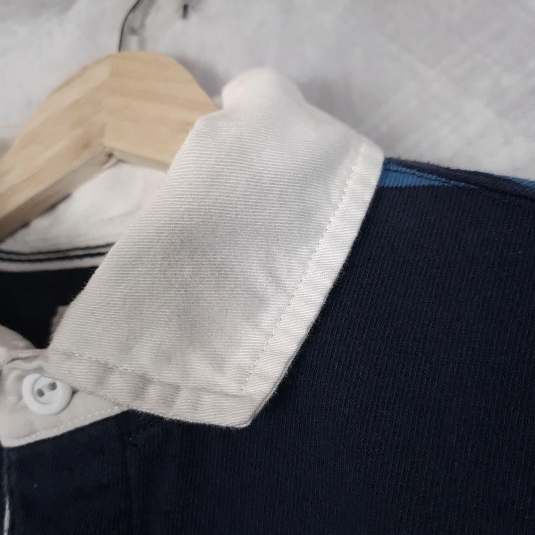 Lands' End Lands' End Rugby Shirt Mens Small Navy Blue Striped Long Sleeve 100% Cotton Casual Top Size US S / EU 44-46 / 1 - 4 Thumbnail