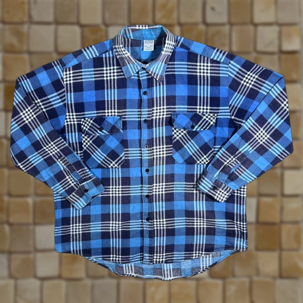 Vintage VINTAGE Woolworths Blue Mix Plaid Check Long Sleeve Button-Up Shirt L Mens XL Fit Regular 100% Cotton Flannel Size US L / EU 52-54 / 3 - 1 Thumbnail