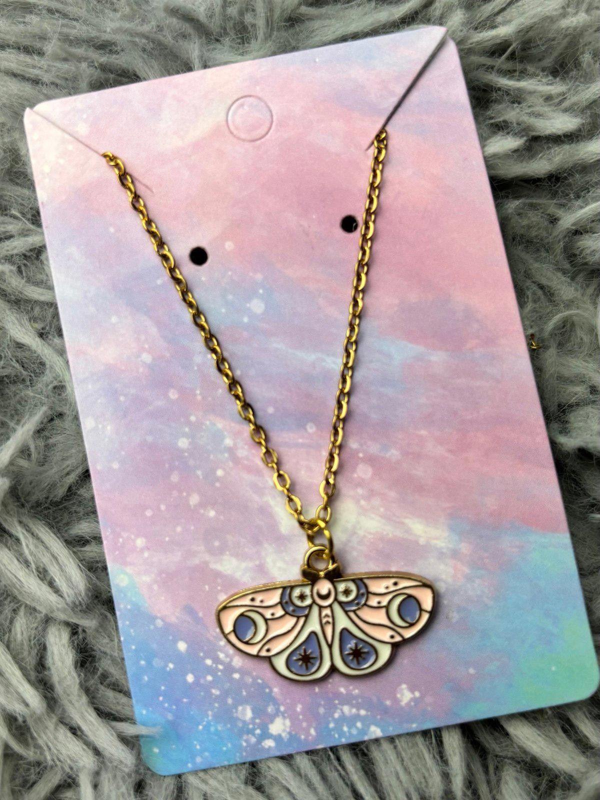 Handmade Butterfly necklace pastel purple white pink Size ONE SIZE - 1 Preview