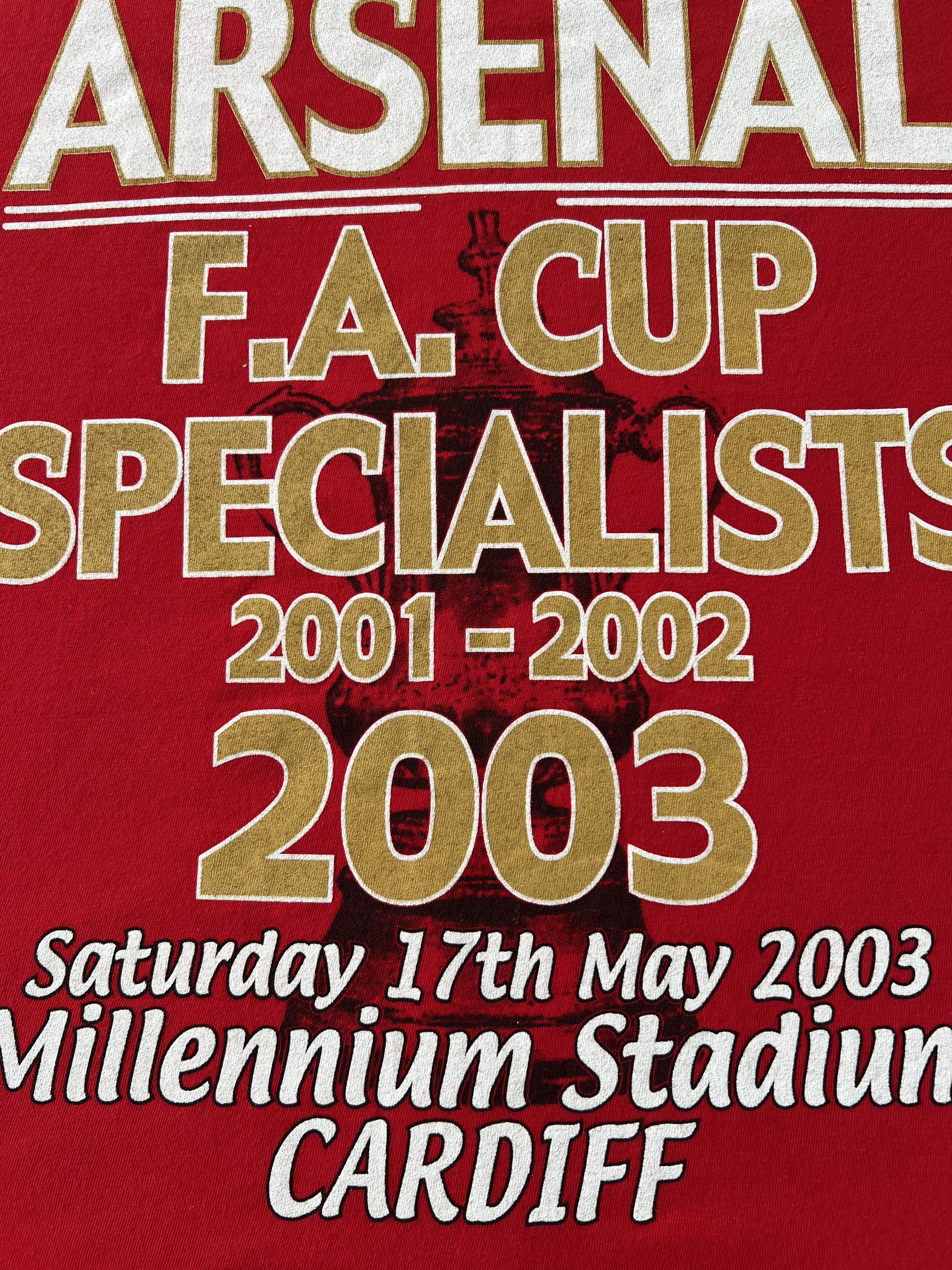 Vintage Vintage 2003 Arsenal FA Cup Final 2003 Red T-shirt Size US XL / EU 56 / 4 - 10 Thumbnail