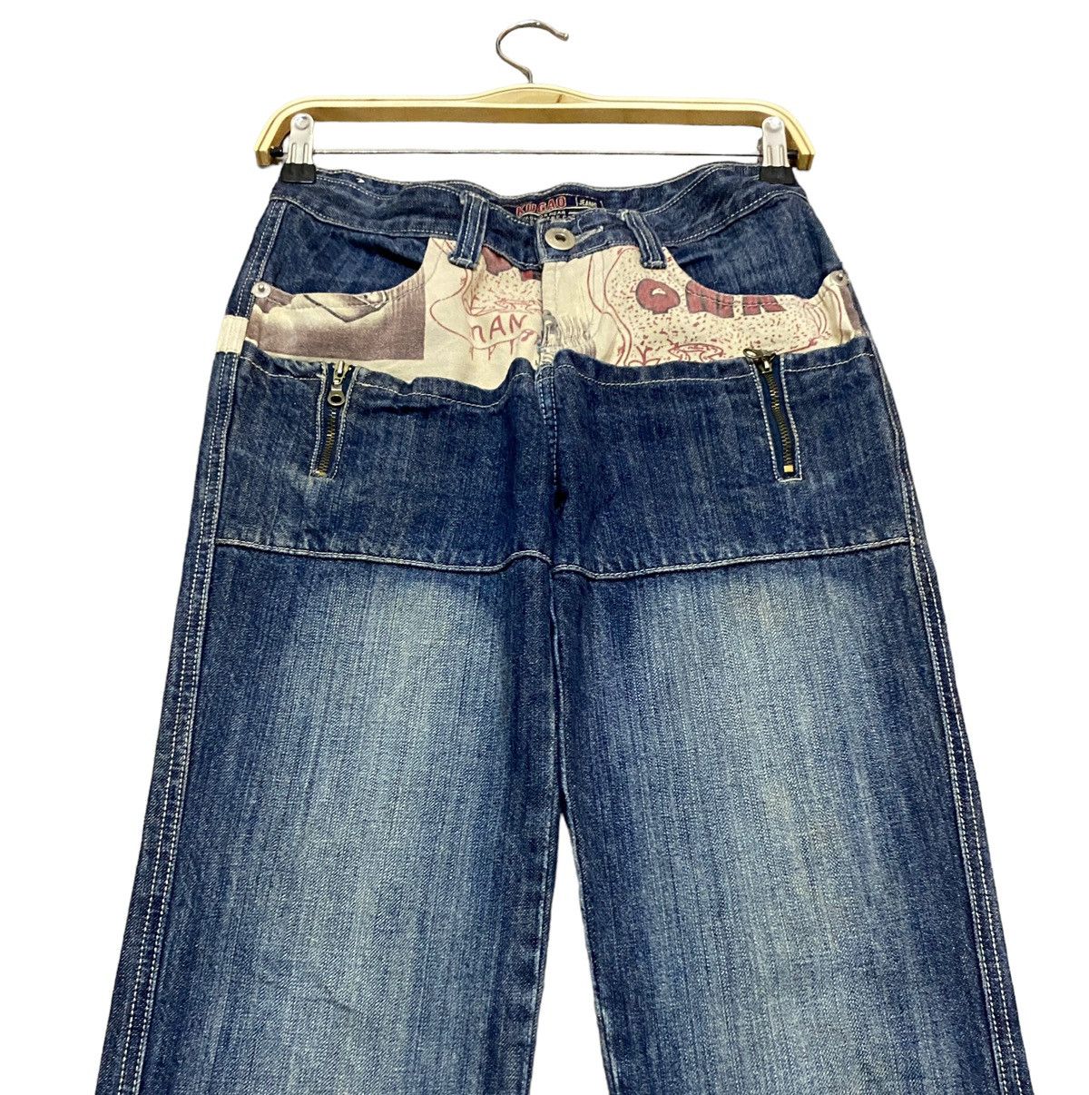 Japanese Brand × Vintage Vintage Japanese Brand Kugao Double Waist Jeans 1990s Size US 30 / EU 46 - 3 Thumbnail