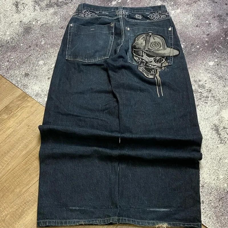 Designer × Japanese Brand Skull Embroidered Wide-Leg Harajuku Jean Size US 34 / EU 50 - 2 Thumbnail