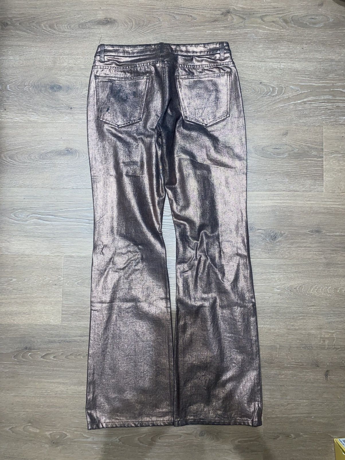 RIPVANWINKLE Ripvanwinkle Rust-Gold Metallic Paint coated Denim Size US 31 - 4 Thumbnail