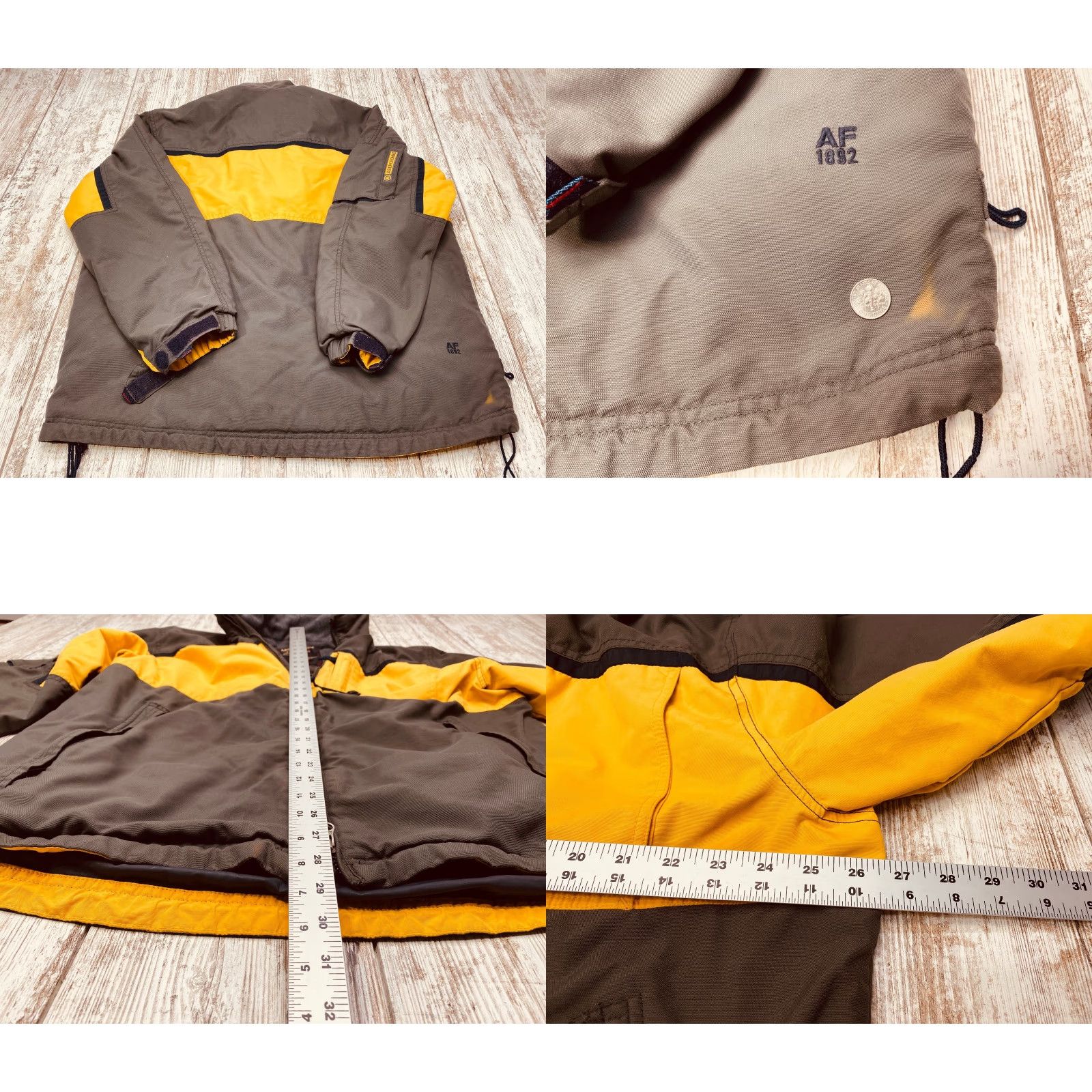 Abercrombie & Fitch Abercrombie & Fitch Full Zip Jacket Mens L Gray Yellow Coat Nylon Rain Lined Size US L / EU 52-54 / 3 - 10 Thumbnail