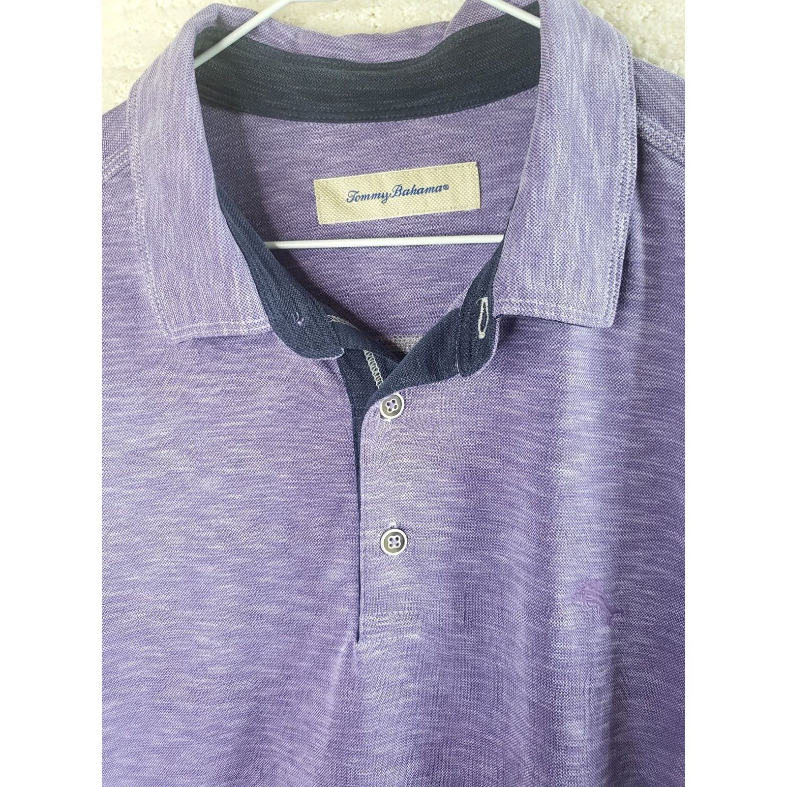 Tommy Bahama VINTAGE Tommy Bahama Mens L Purple Polo Golf Short Sleeve Shirt 70% Tencel 30% Polyester Size US L / EU 52-54 / 3 - 3 Thumbnail