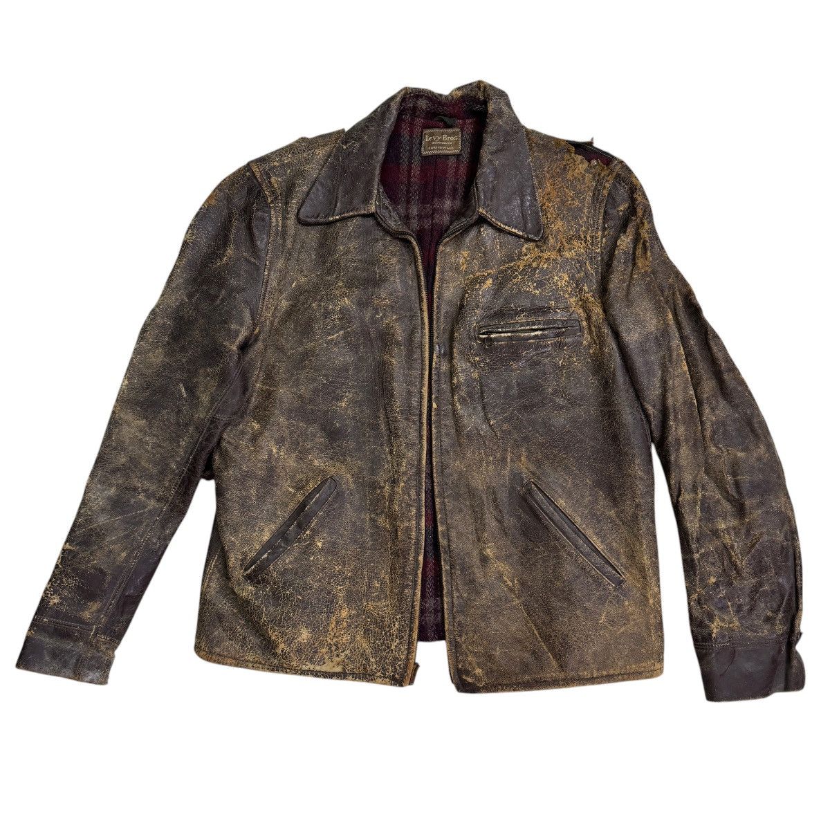Vintage 🔥 30s LEVY BROS MONARCH HORSEHIDE PLAID LINER LEATHER JACKET Size US L / EU 52-54 / 3 - 2 Thumbnail