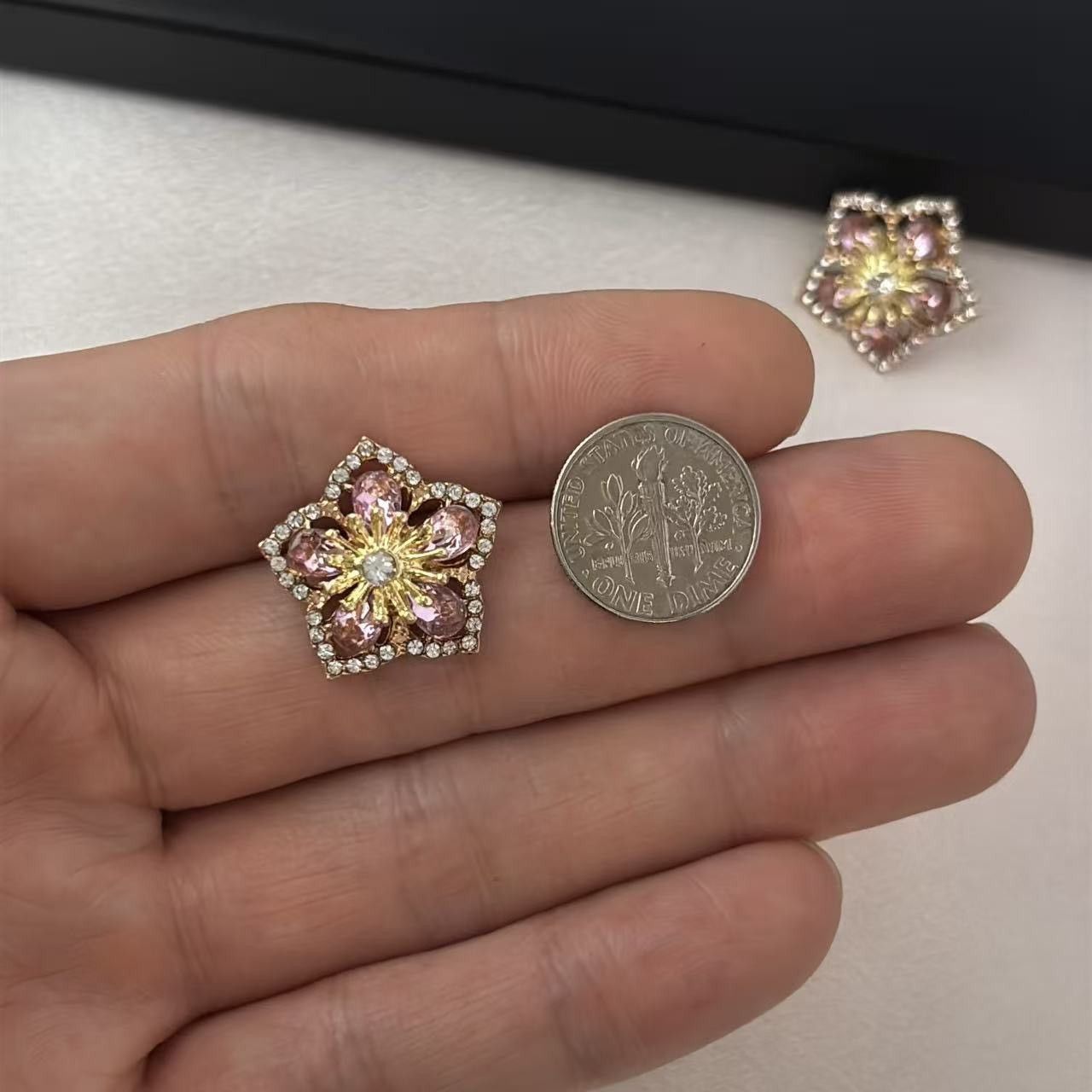 Other CZ Pink Flower Stud Earrings for Women Size ONE SIZE - 8 Thumbnail