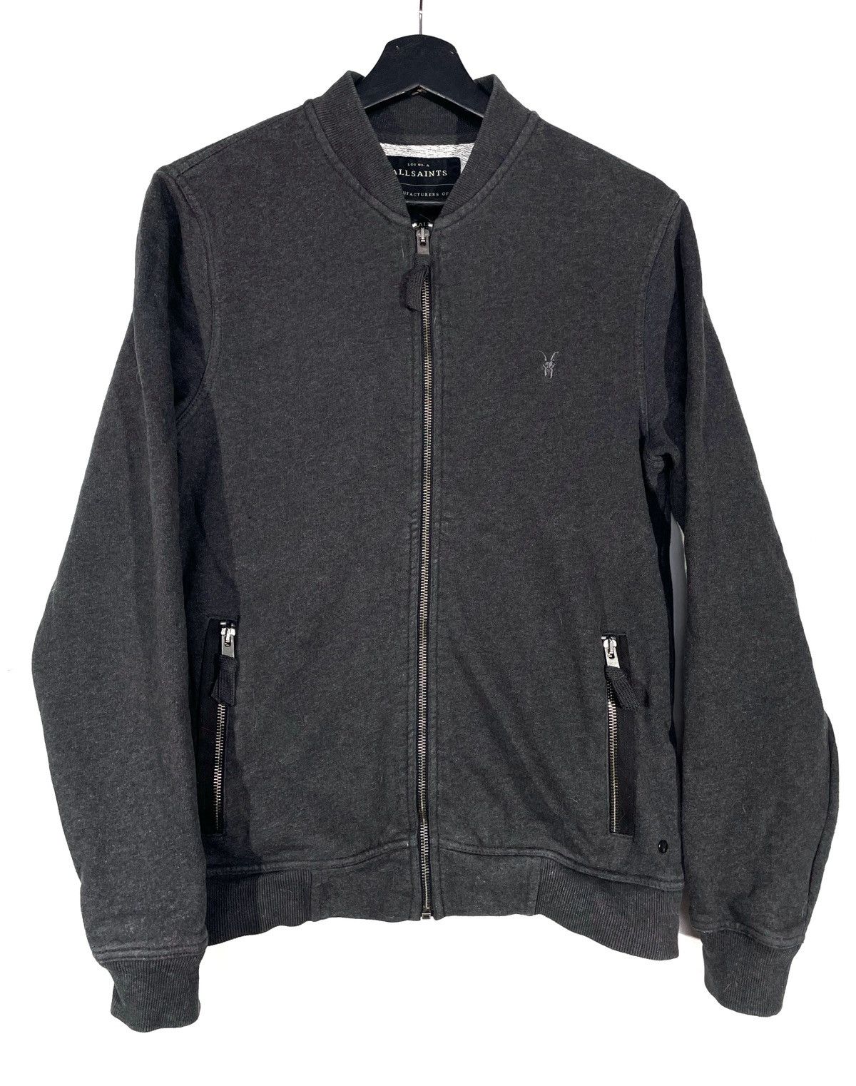 Allsaints × Designer Allsaints Men Gray Bomber Zip Sweatshirt 100% Cotton Size S Size US S / EU 44-46 / 1 - 1 Thumbnail