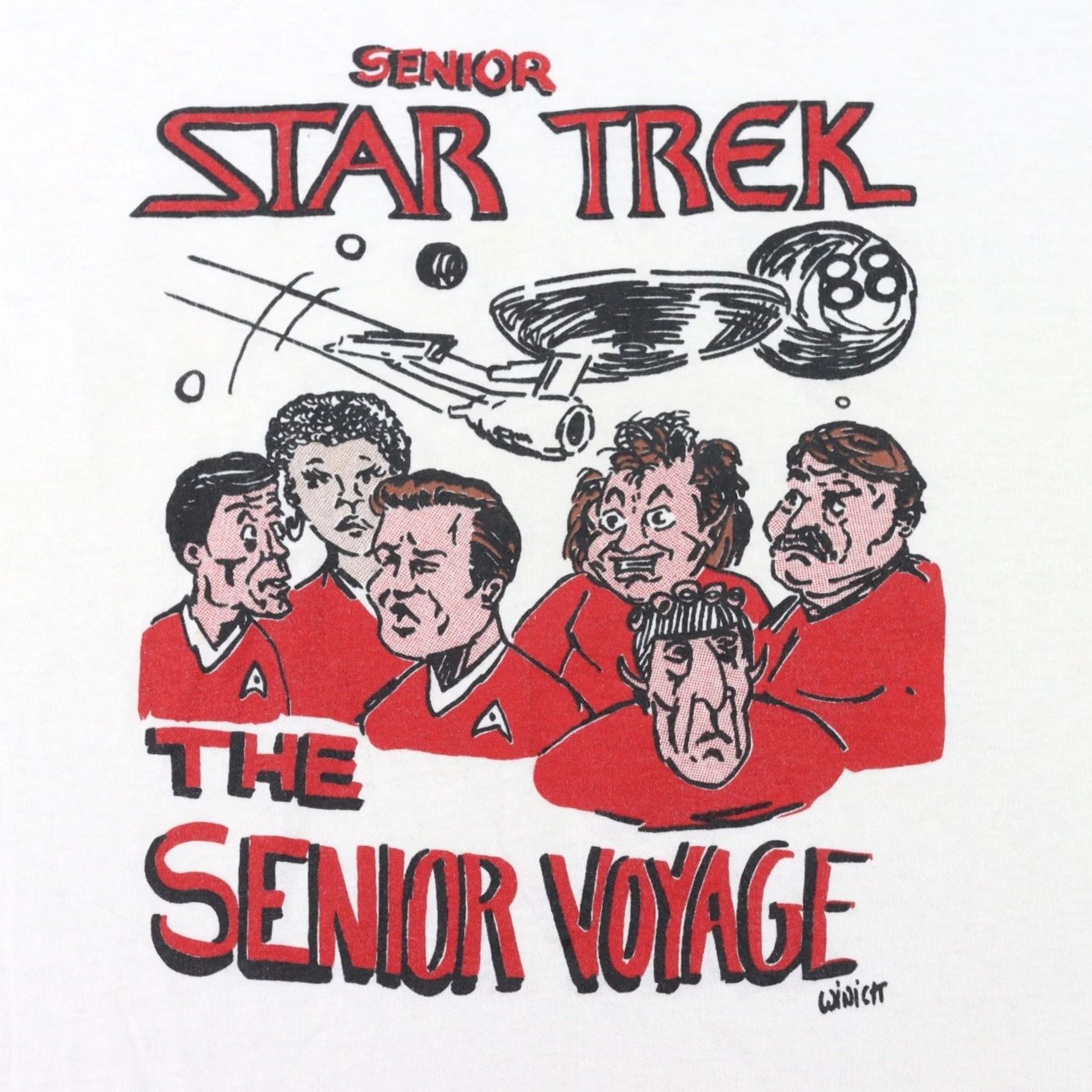 Vintage VINTAGE Star Trek Senior Voyage Tshirt 2XL White Single Stitch Mens Shirt 90s Stitch Theme Stars Size US XXL / EU 58 / 5 - 6 Thumbnail