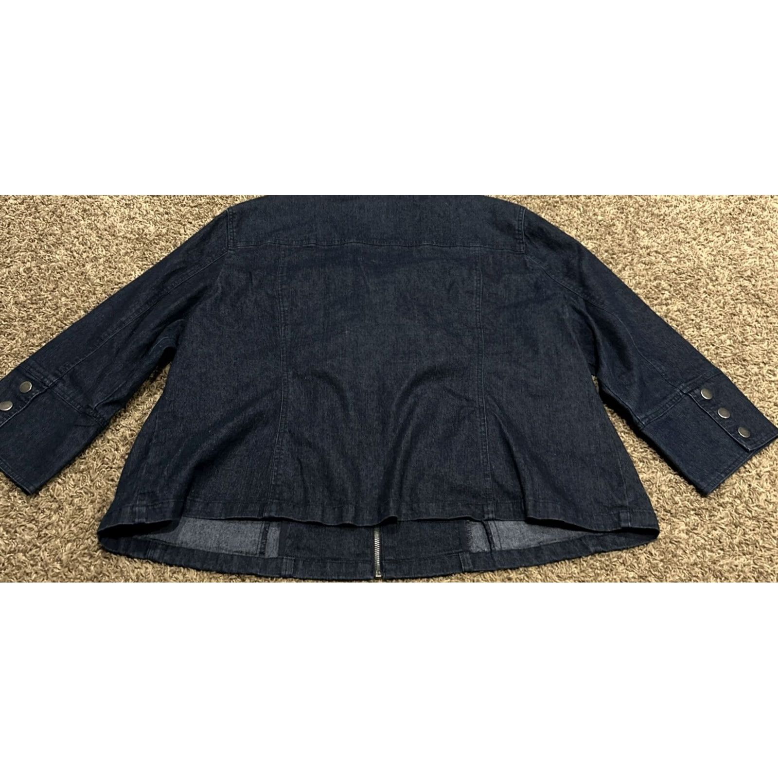 Vintage Ruby Rd Women’s 22W Blue Denim Zip Up Jacket Ramie Blend Jacket Plus Size Short Front Pockets Vintage No? Size 3XL / US 20-22 - 4 Thumbnail