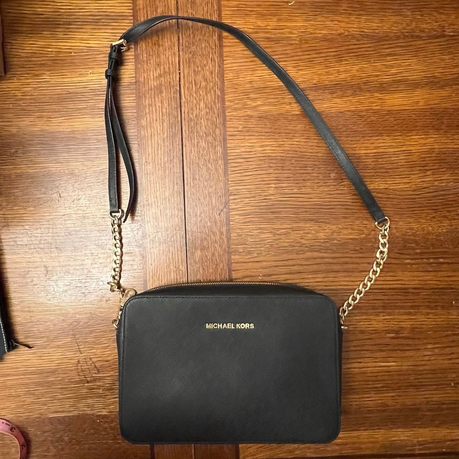 Michael Kors Michael Kors Jet Set Large Black Saffiano Crossbody Chain Size ONE SIZE - 4 Thumbnail