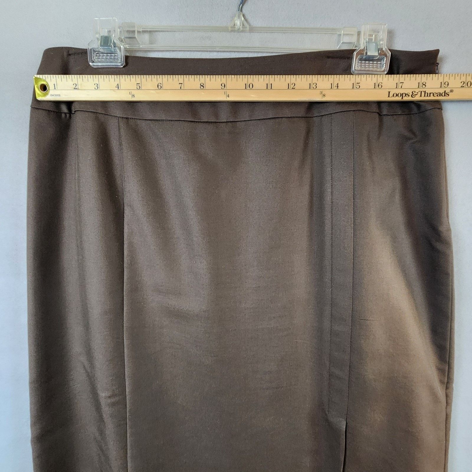Other Kate Hill Straight Skirt Women’s Size 16 Brown Cotton/Silk Size 38" / US 16 / IT 52 - 3 Thumbnail