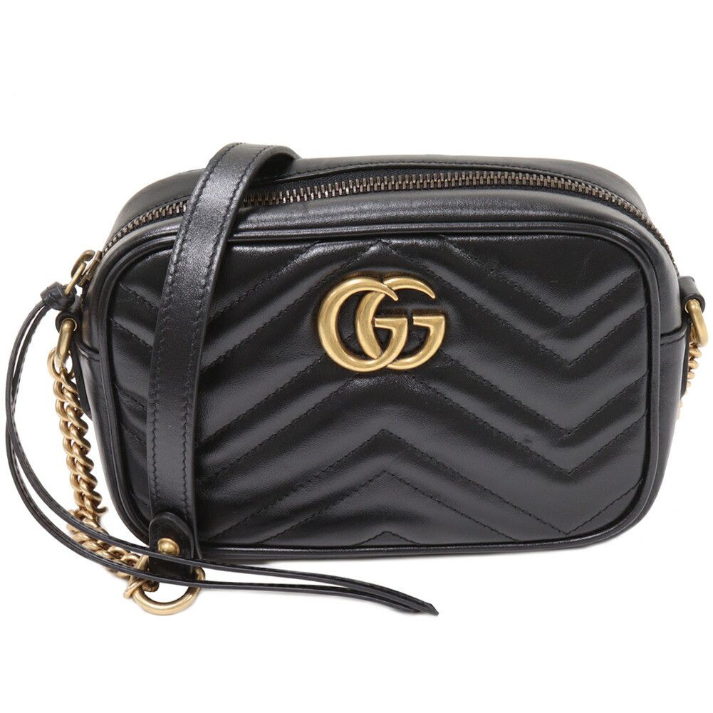 Gucci Gucci Gucci Calf GG Marmont Chain Mini Shoulder Bag 448065 DTD1T 1000 Leather Shoulder Bag 448065 DTD1T 1000 DUTY FREE for USA Size ONE SIZE - 1 Thumbnail
