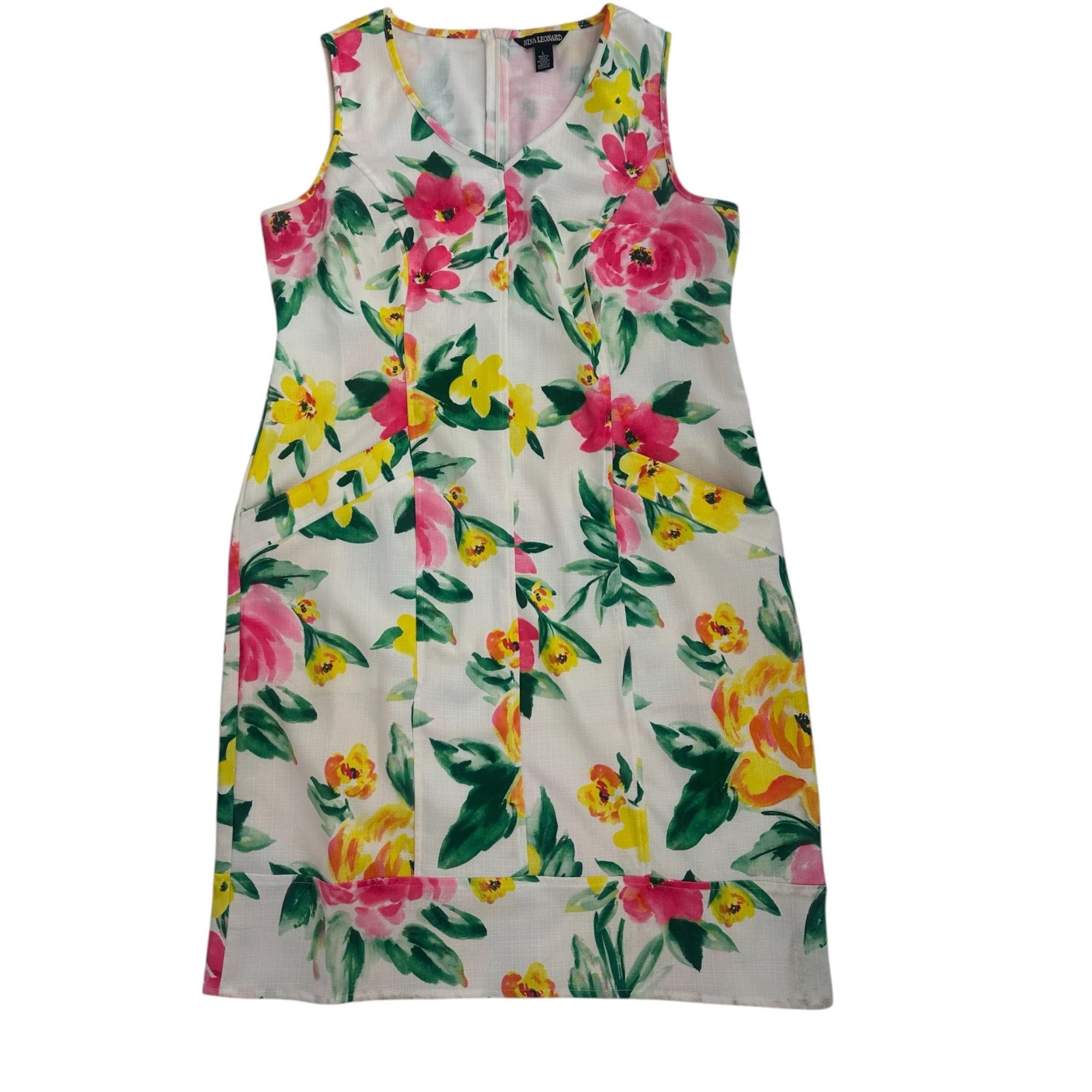 Other Nina Leonard Dress - Ivory Floral Shift - Size Large Size L / US 10 / IT 46 - 5 Thumbnail