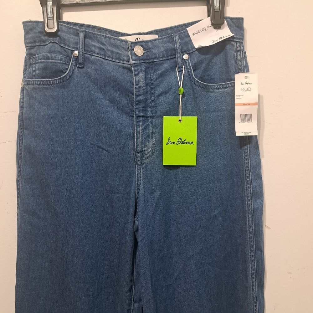 Sam Edelman Sam Edelman High Rise Cuffed Boho Wide Leg Denim Jeans Mysti Size 26" / US 2 / IT 38 - 13 Thumbnail