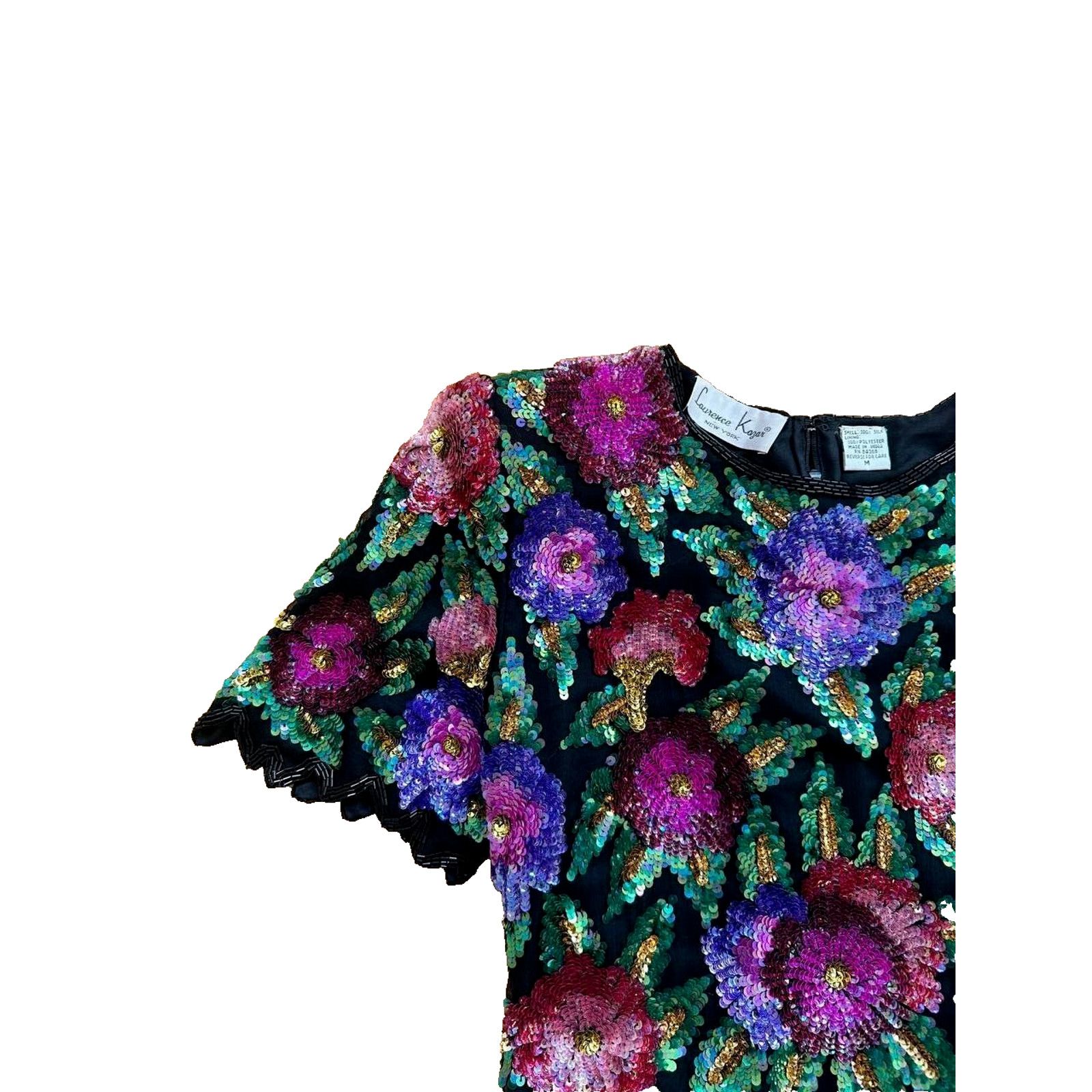 JOHN LAWRENCE SULLIVAN Laurence Kazar Vintage Kazar Silk Sequin Floral M A000609 Size M / US 6-8 / IT 42-44 - 6 Thumbnail