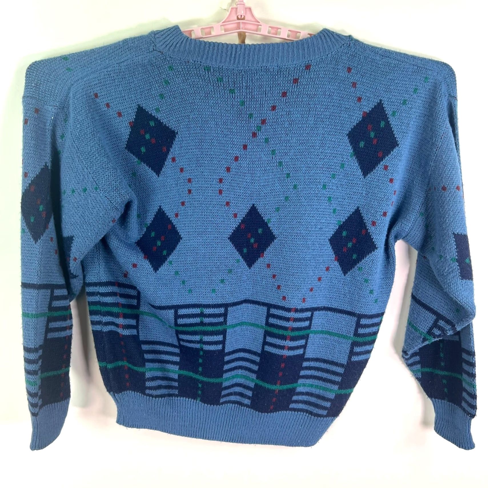 Vintage VINTAGE TownCraft V Neck Acrylic Sweater Mens Size L Blue Geometric Size US L / EU 52-54 / 3 - 7 Thumbnail