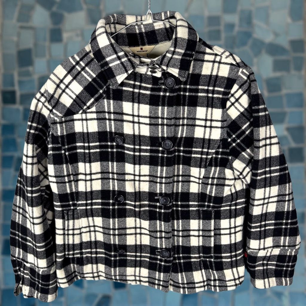 Vintage Woolrich Peacoat Women M Double Breasted Plaid Wool Jacket Winter 15421 Size M / US 6-8 / IT 42-44 - 1 Thumbnail