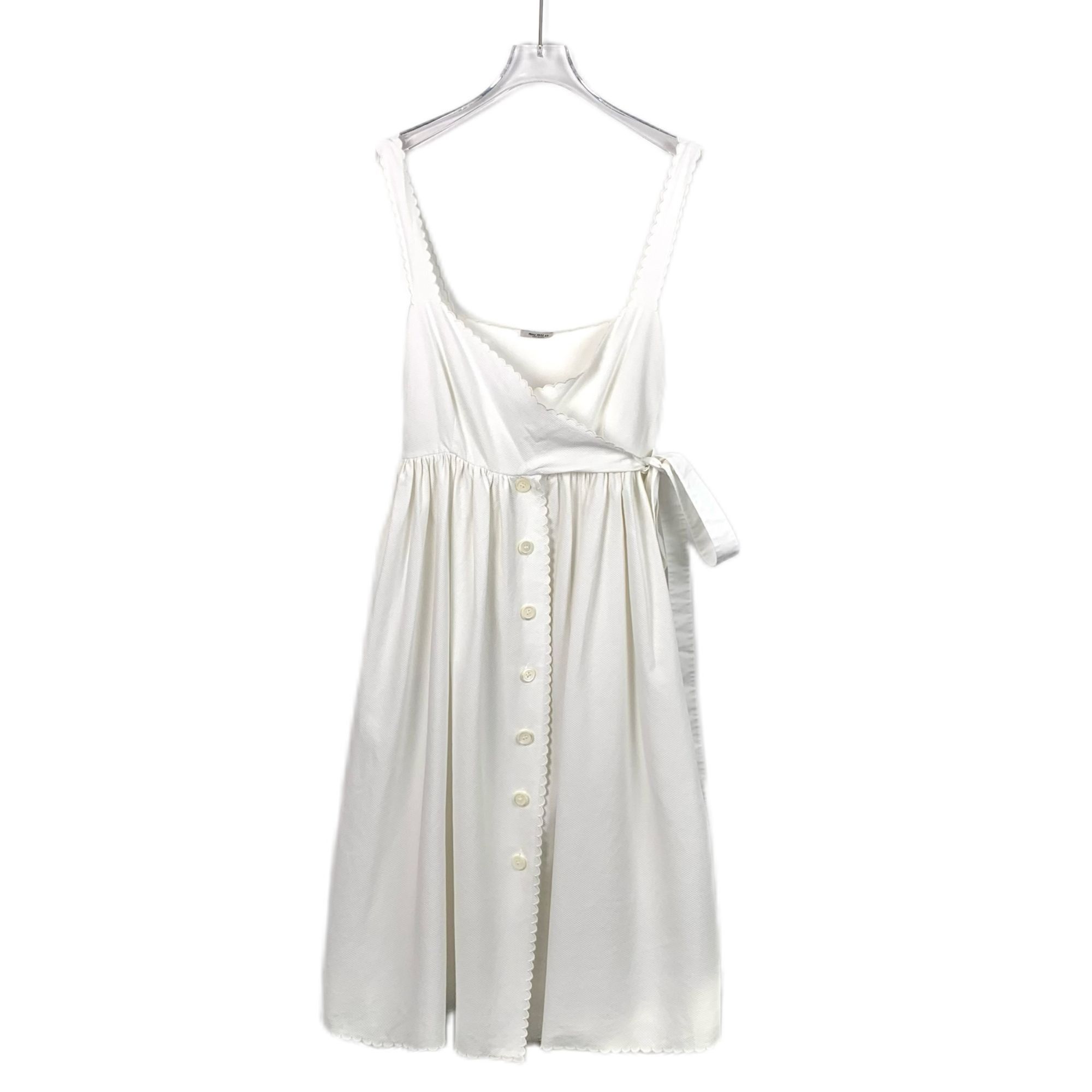 Miu Miu H11416 Miu Miu White Sleeveless Midi Wrap Dress Size M / US 6-8 / IT 42-44 - 1 Thumbnail