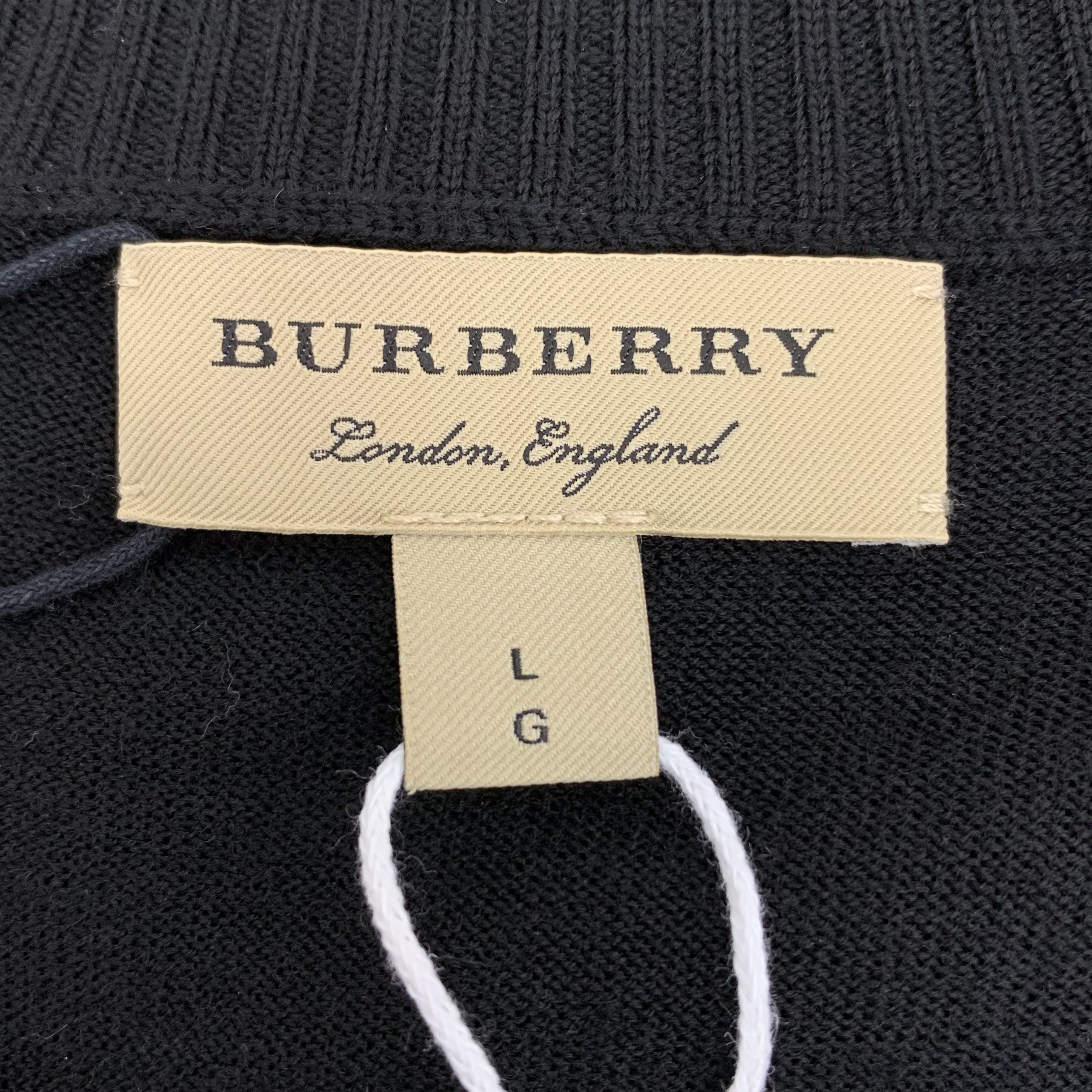 Burberry Burberry Check Panel Wool Knit Sweater Black (L) Size US L / EU 52-54 / 3 - 5 Thumbnail