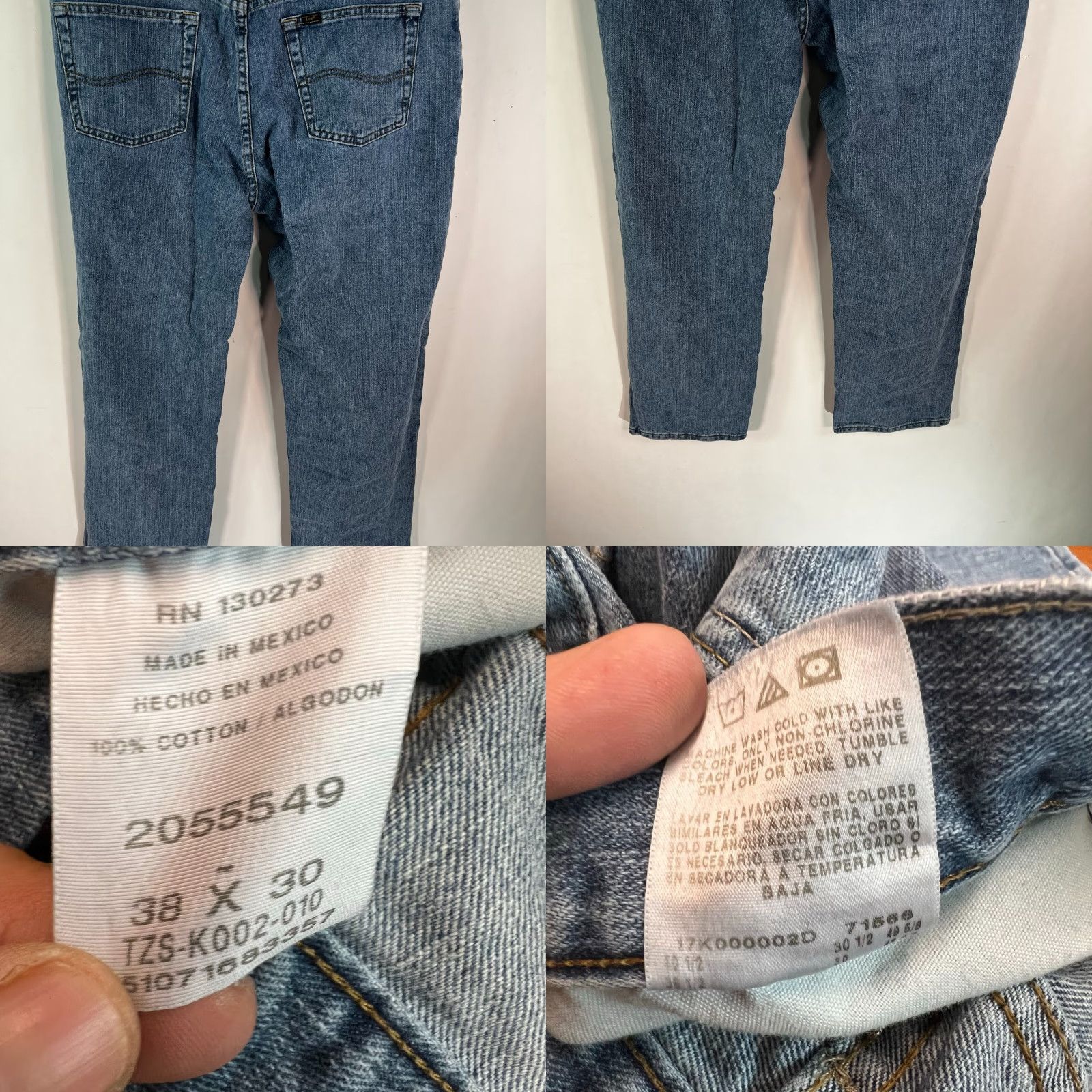 Lee Lee Jeans Mens Relaxed Fit High Rise Flat Front Blue Denim Size 38x30 5-Pocket Button Closure Belt Loops Vintage No Size US 38 / EU 54 - 8 Thumbnail