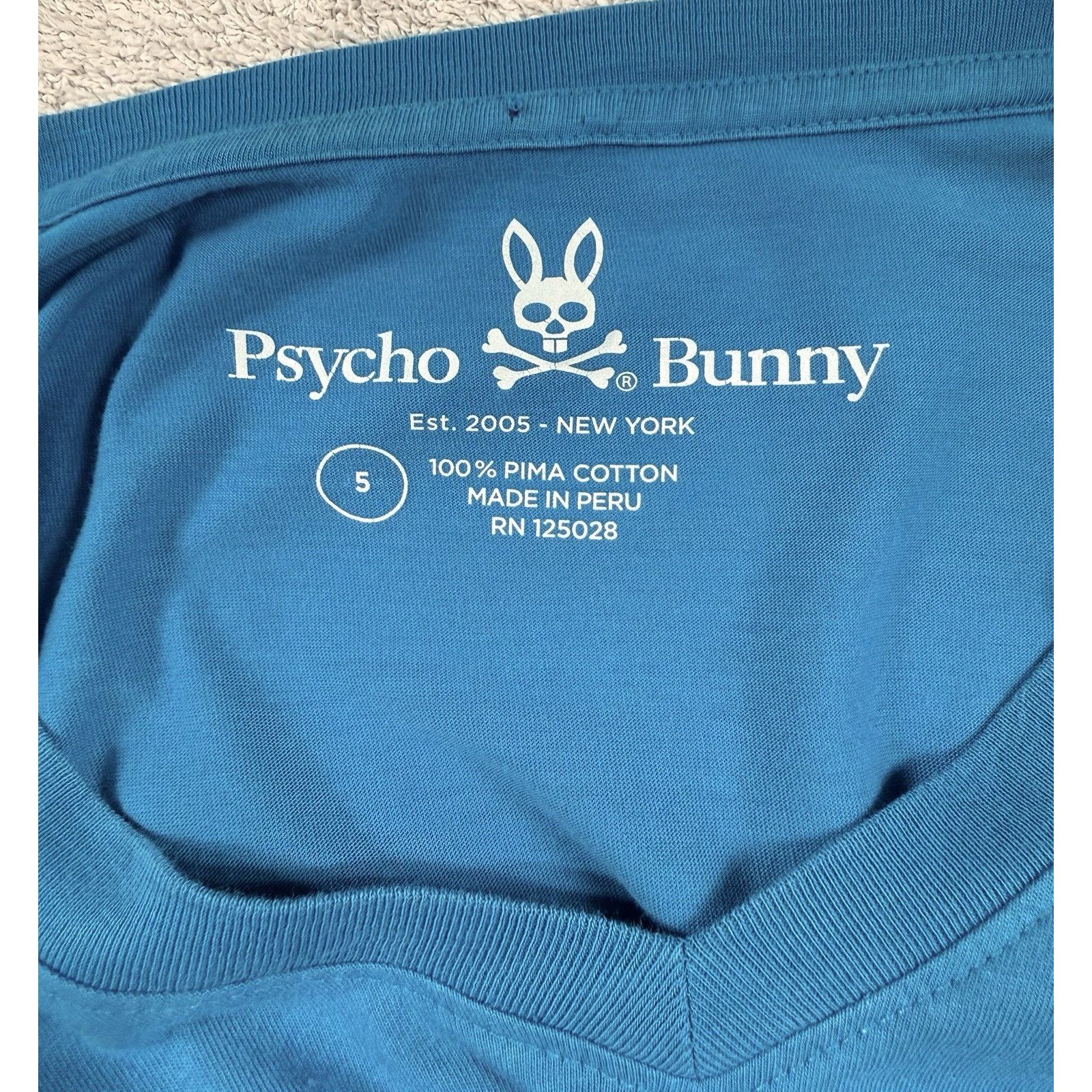 Psycho Bunny Psycho Bunny Men’s Blue V Neck T Size 5 Large Pima Cotton Size US L / EU 52-54 / 3 - 3 Thumbnail
