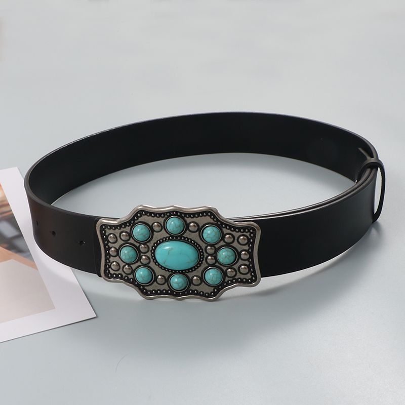 Designer Turquoise stone Belt Riveted Belts Menswear Accessories Size ONE SIZE - 6 Thumbnail