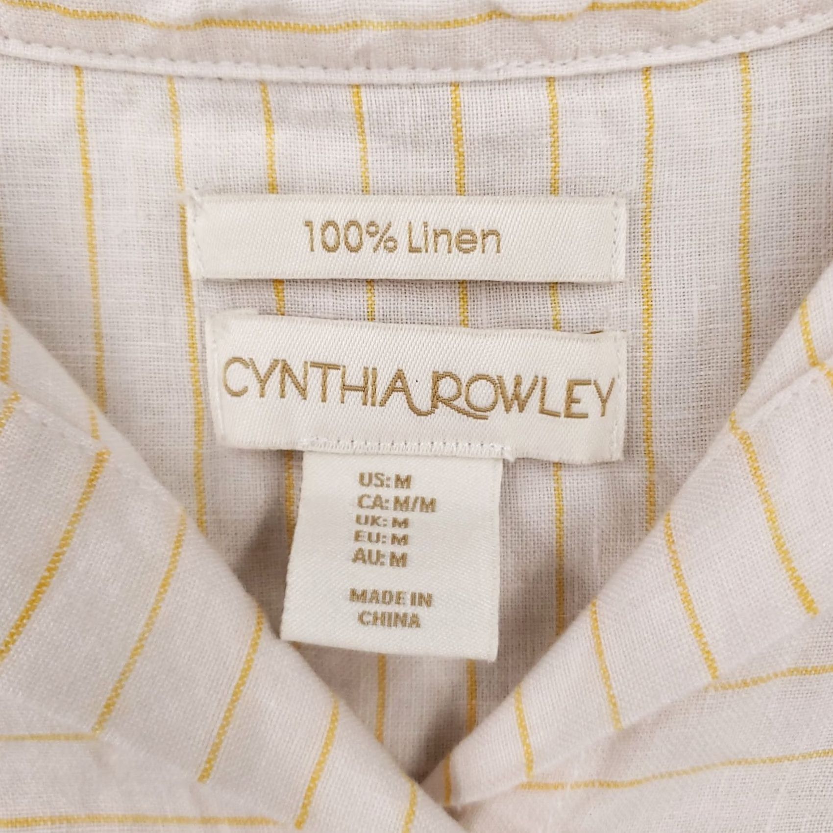 Cynthia Rowley Cynthia Rowley Shirt Womens Medium White Linen Striped Knot Crop Top Size M / US 6-8 / IT 42-44 - 7 Thumbnail