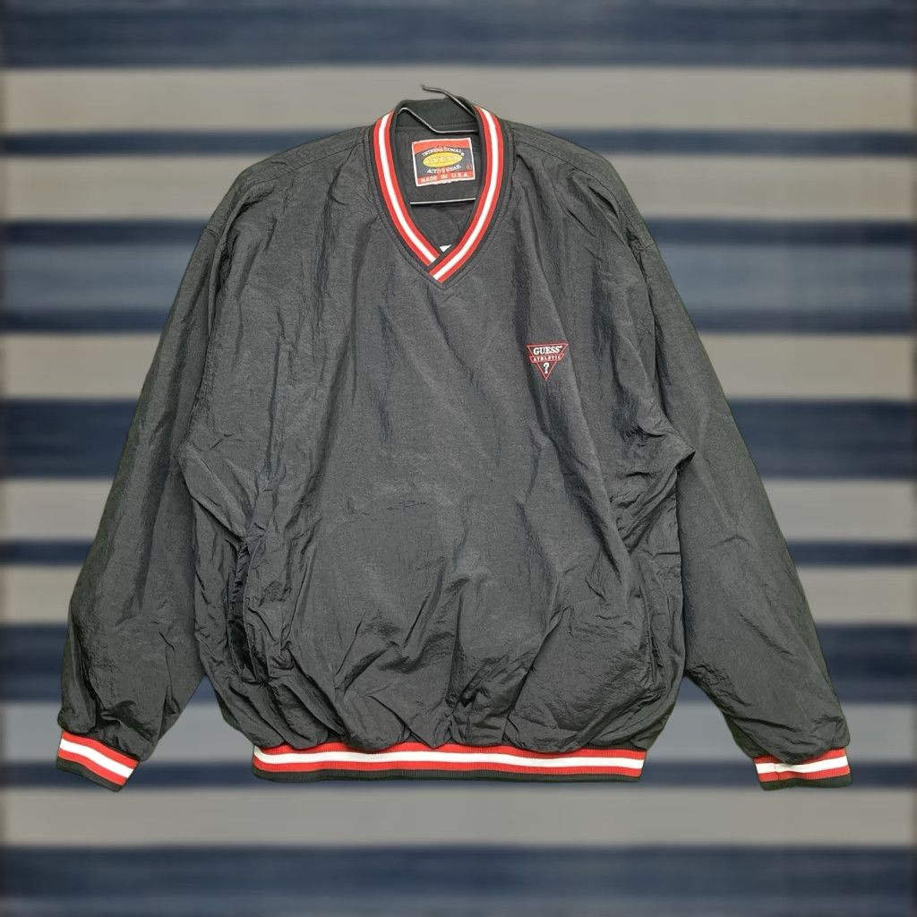 Vintage VINTAGE Guess Golf Windbreaker Mens L Pullover Jacket V Neck 90s 2000s Black Nylon Shirt Size US L / EU 52-54 / 3 - 1 Thumbnail