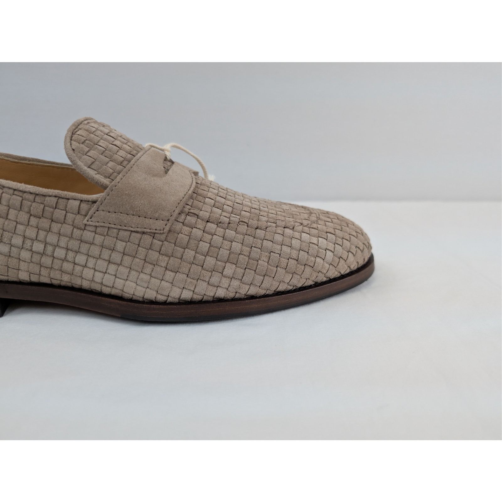 Brunello Cucinelli o1rshd1 Woven Suede Penny Loafers Shoe Boots in Beige Size US 12 / EU 45 - 4 Thumbnail