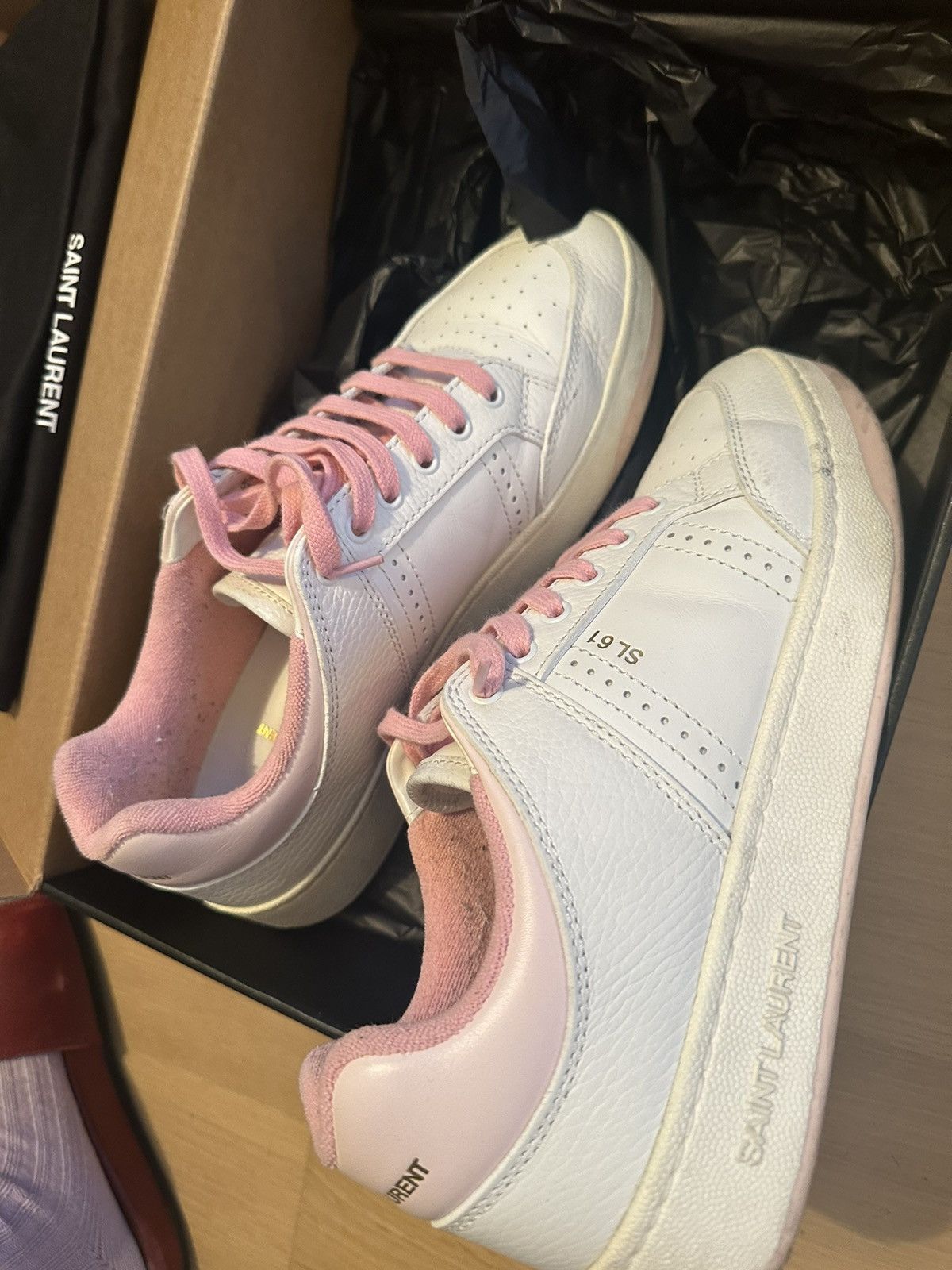 Saint Laurent Paris WHITE & PINK SL Size US 10.5 / EU 43-44 - 6 Thumbnail
