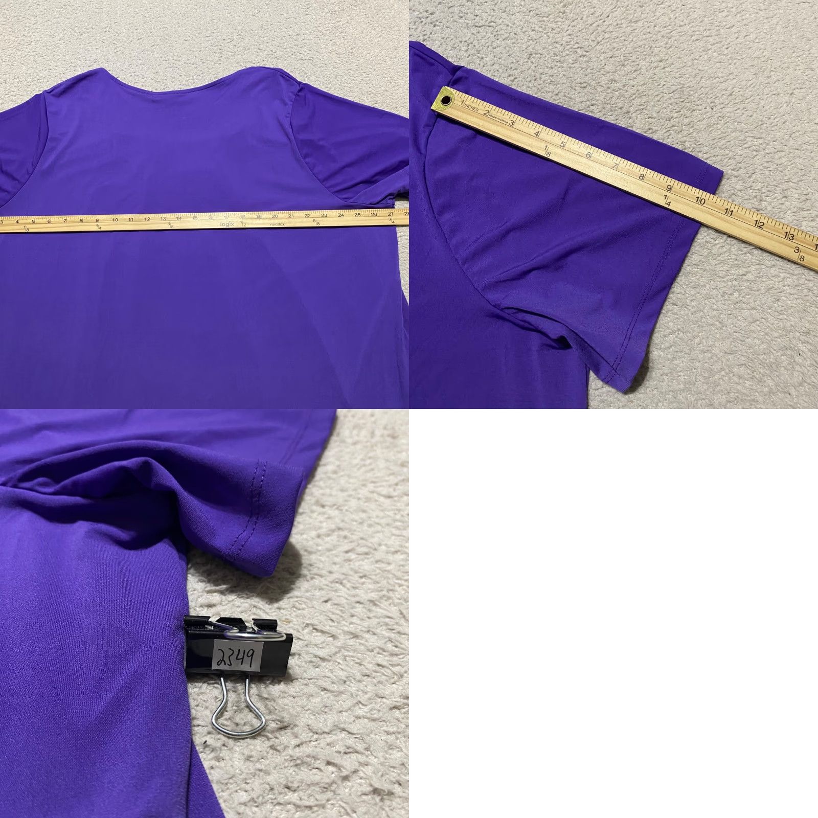 Vintage Catherines Blouse Shirt 2X Womens Purple Short Sleeve Square Neck Casual Size XXL / US 16-18 / IT 52-54 - 8 Thumbnail