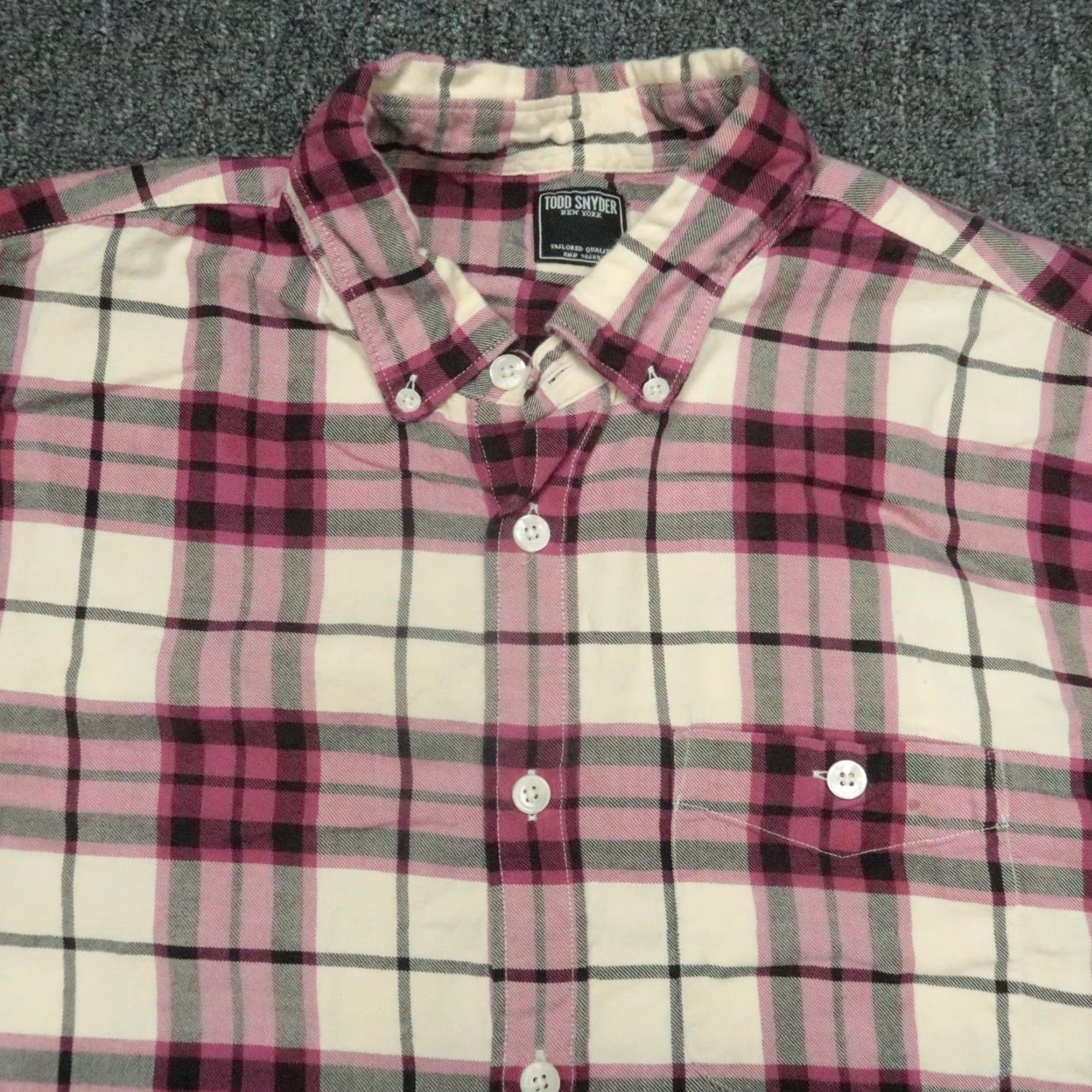 Todd Snyder VINTAGE Todd Snyder Shirt Men's Large Pink White Plaid Button-Down Long Sleeve Cotton Casual Office Wear Size US L / EU 52-54 / 3 - 2 Thumbnail