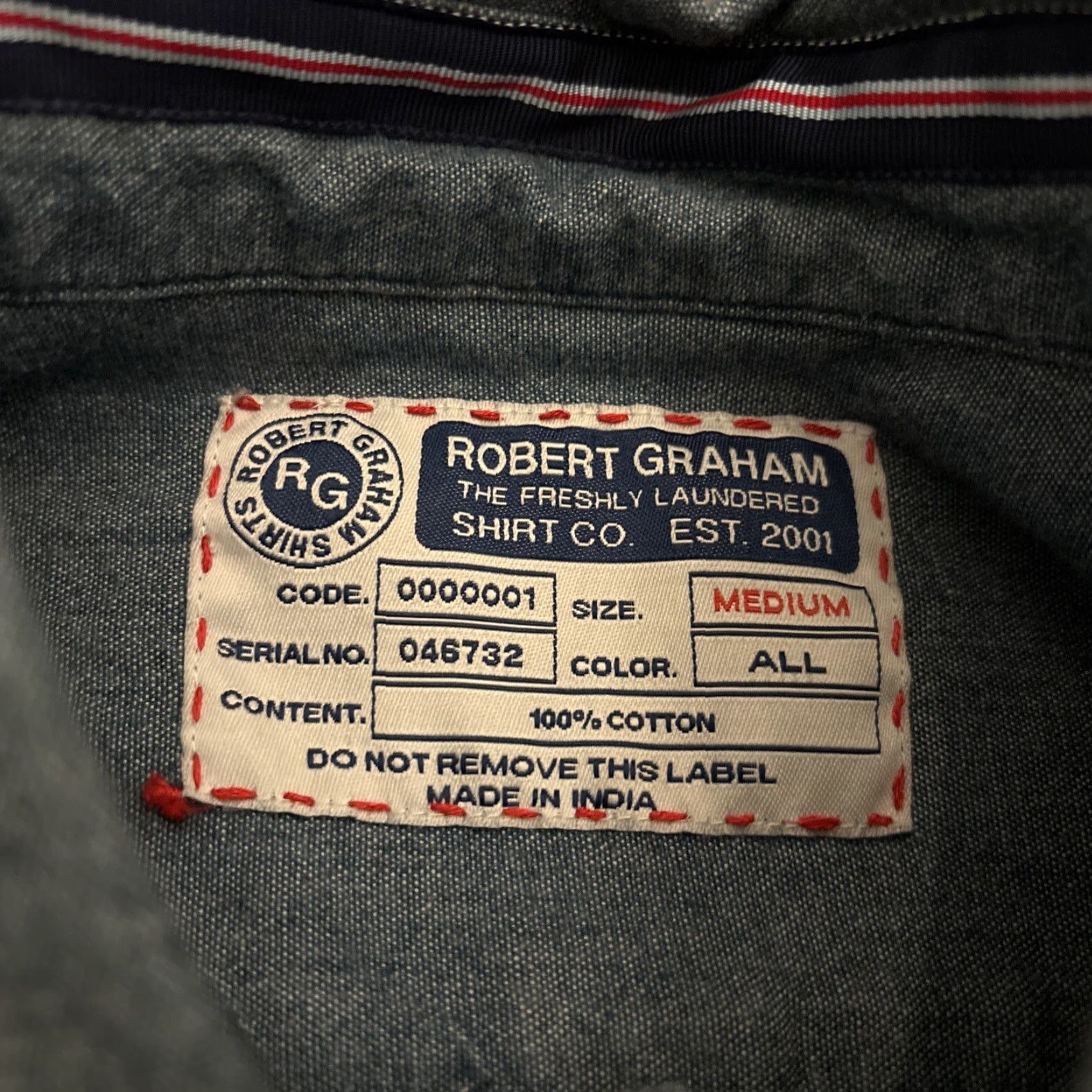 Robert Graham VINTAGE Robert Graham Denim Chambray Button-Up Shirt Adult Mens M Blue NWT Size US M / EU 48-50 / 2 - 4 Thumbnail