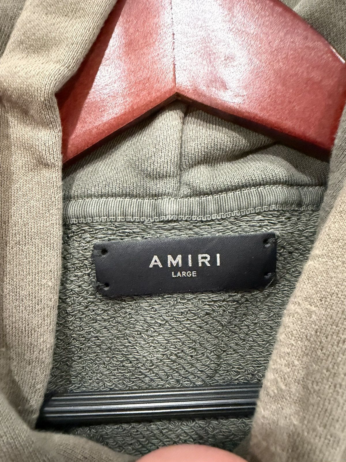 Amiri Amiri Military Green Cotton Knit Patched Detail Hoodie Size US L / EU 52-54 / 3 - 8 Thumbnail