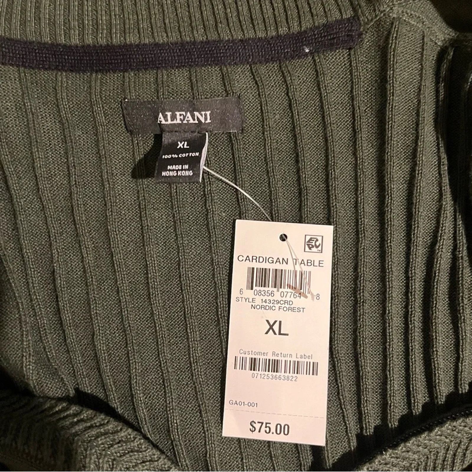 Alfani NWT ALFANI Men's Full Zip Up Ribbed Nordic Sweater Size XL Size US XL / EU 56 / 4 - 5 Thumbnail