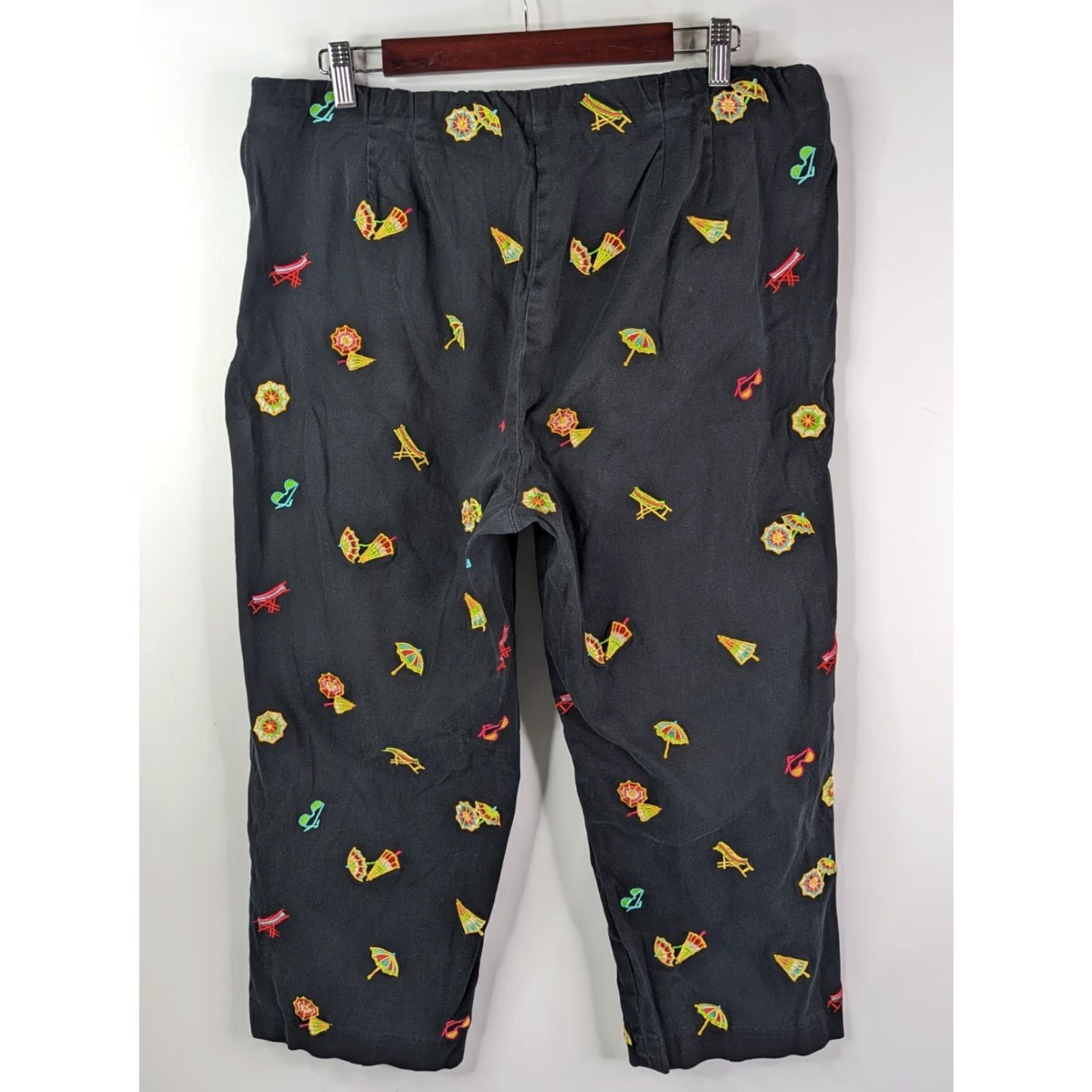 Coldwater Creek Coldwater Creek Pants Women 18 Black Cotton Solid Embroidered Zipper Beach Ankle Size 40" / US 18 - 4 Thumbnail