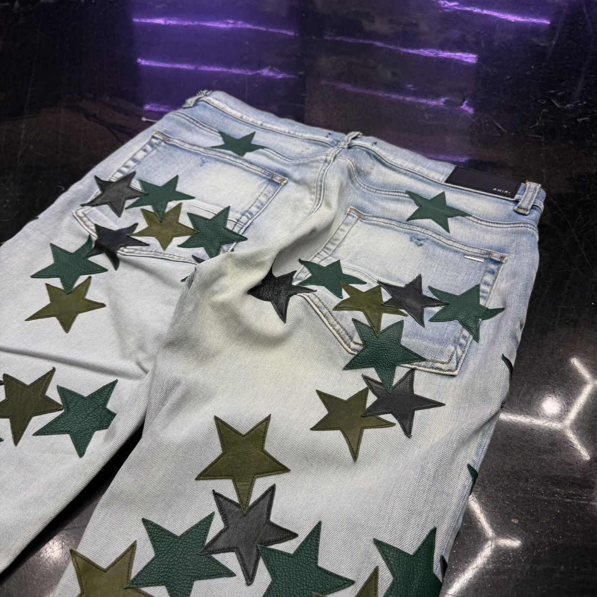 Amiri Amiri Chemist Leather Star Patch Jeans Light Indigo Size US 34 / EU 50 - 7 Thumbnail