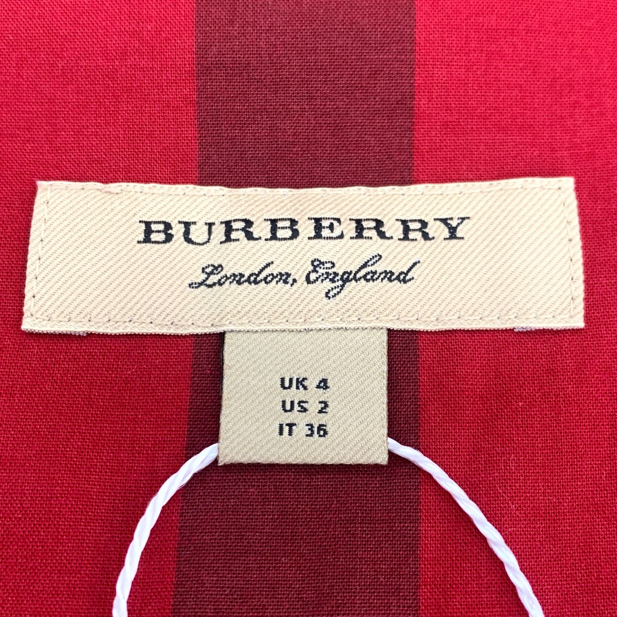 Burberry Burberry Red Plaid Cotton Long Sleeve Shirt Dress Size XS Size XS / US 0-2 / IT 36-38 - 4 Thumbnail