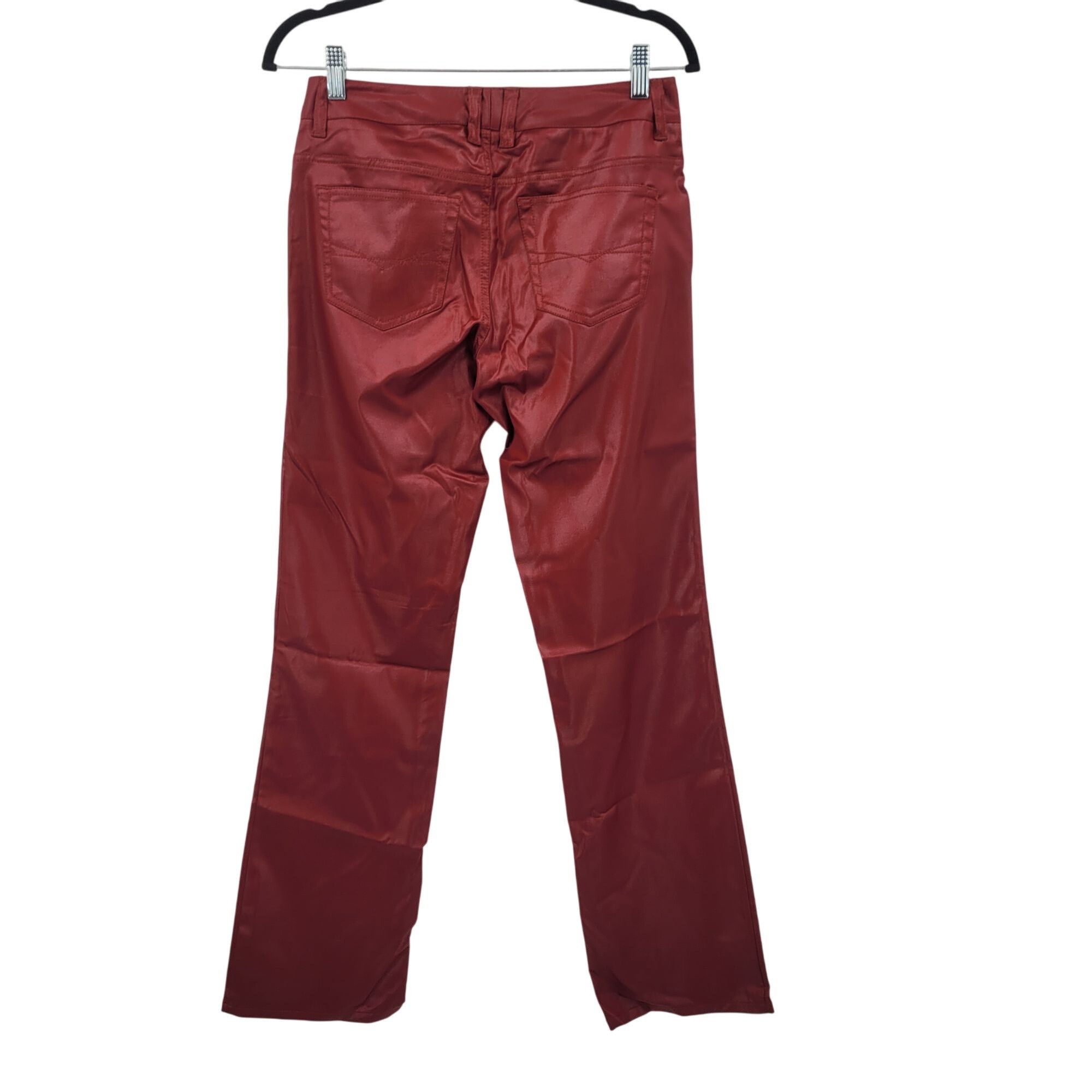 Vintage Vtg Z. Cavaricci Womens Red Waxed Denim Stretch Pants Sz 7 C Size 29" - 2 Thumbnail